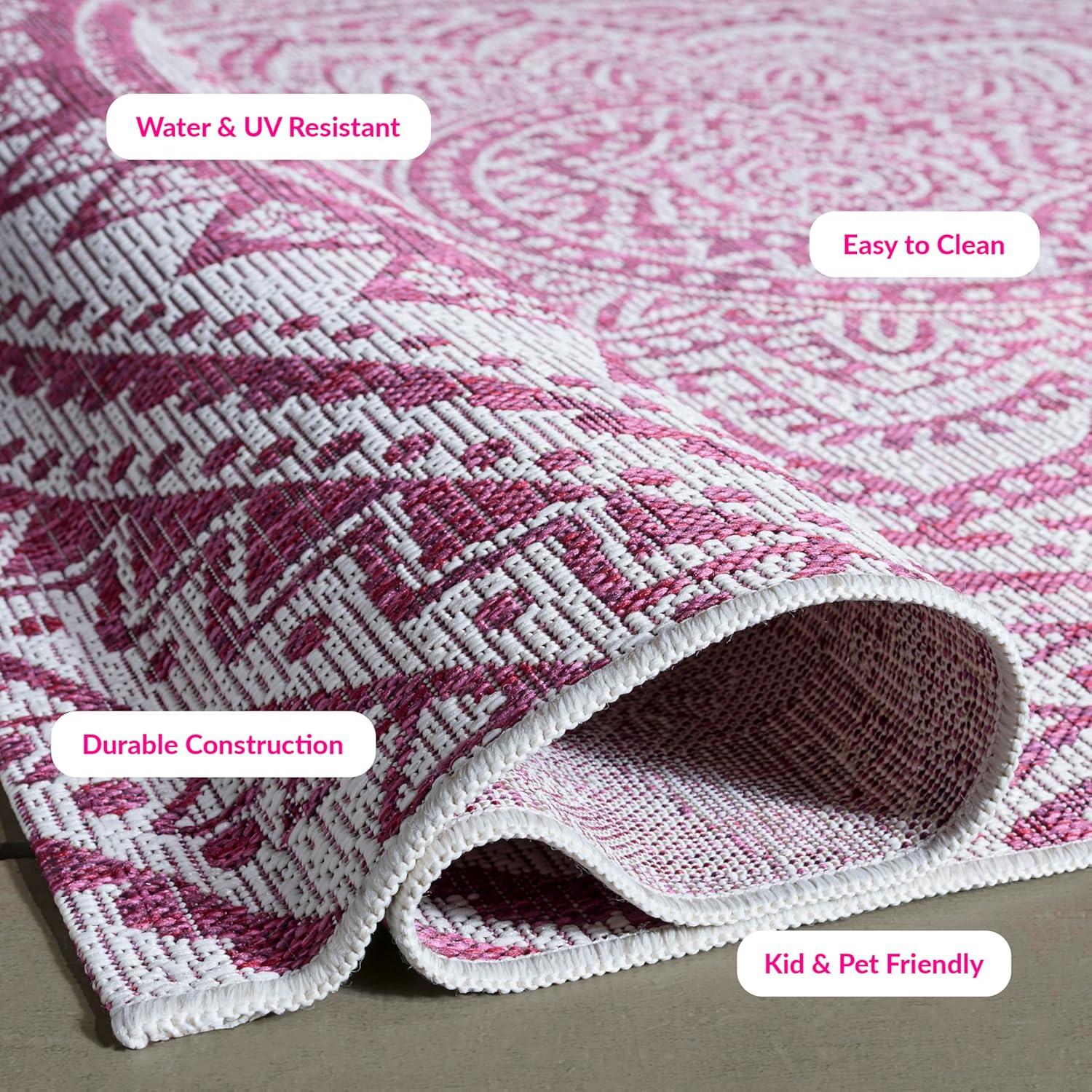 image:imageSAFAVIEH Courtyard Collection 8 x 10 BeigeBrown CY8734 IndoorOutdoor Patio Backyard Mudroom AreaRugIvoryFuchsia