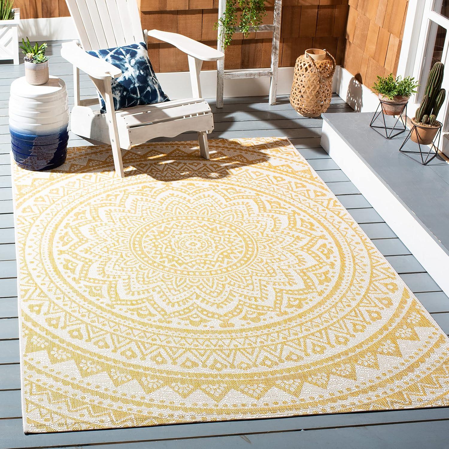 image:imageSAFAVIEH Courtyard Collection 8 x 10 BeigeBrown CY8734 IndoorOutdoor Patio Backyard Mudroom AreaRugIvoryGold