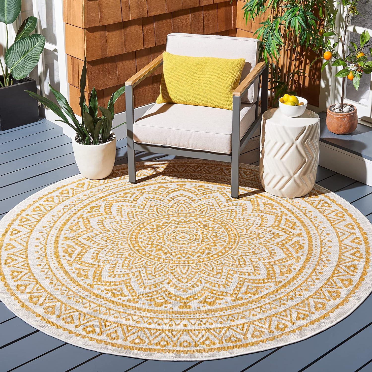 image:imageSAFAVIEH Courtyard Collection 8 x 10 BeigeBrown CY8734 IndoorOutdoor Patio Backyard Mudroom AreaRugIvoryGold