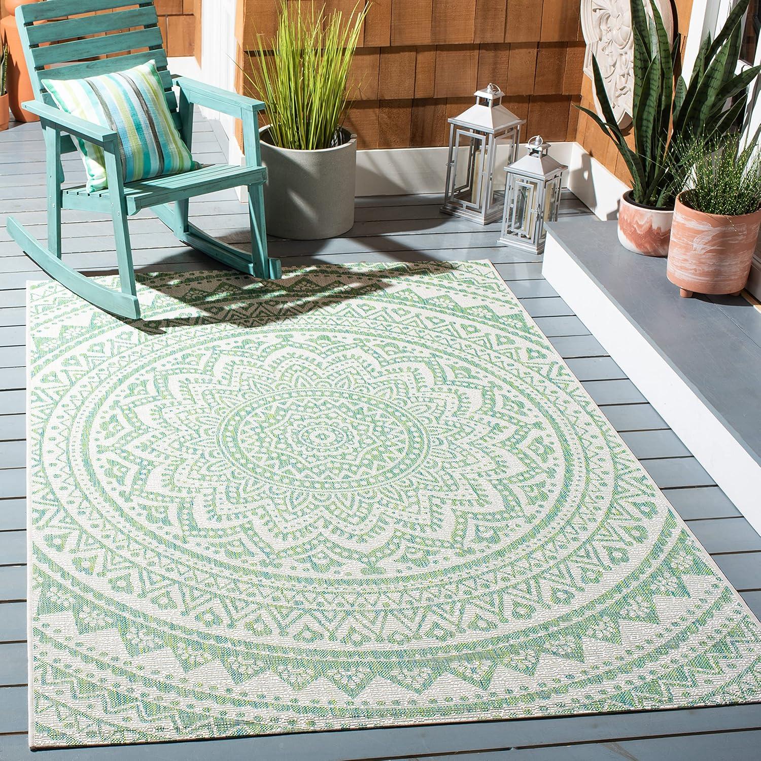 image:imageSAFAVIEH Courtyard Collection 8 x 10 BeigeBrown CY8734 IndoorOutdoor Patio Backyard Mudroom AreaRugIvoryGreen