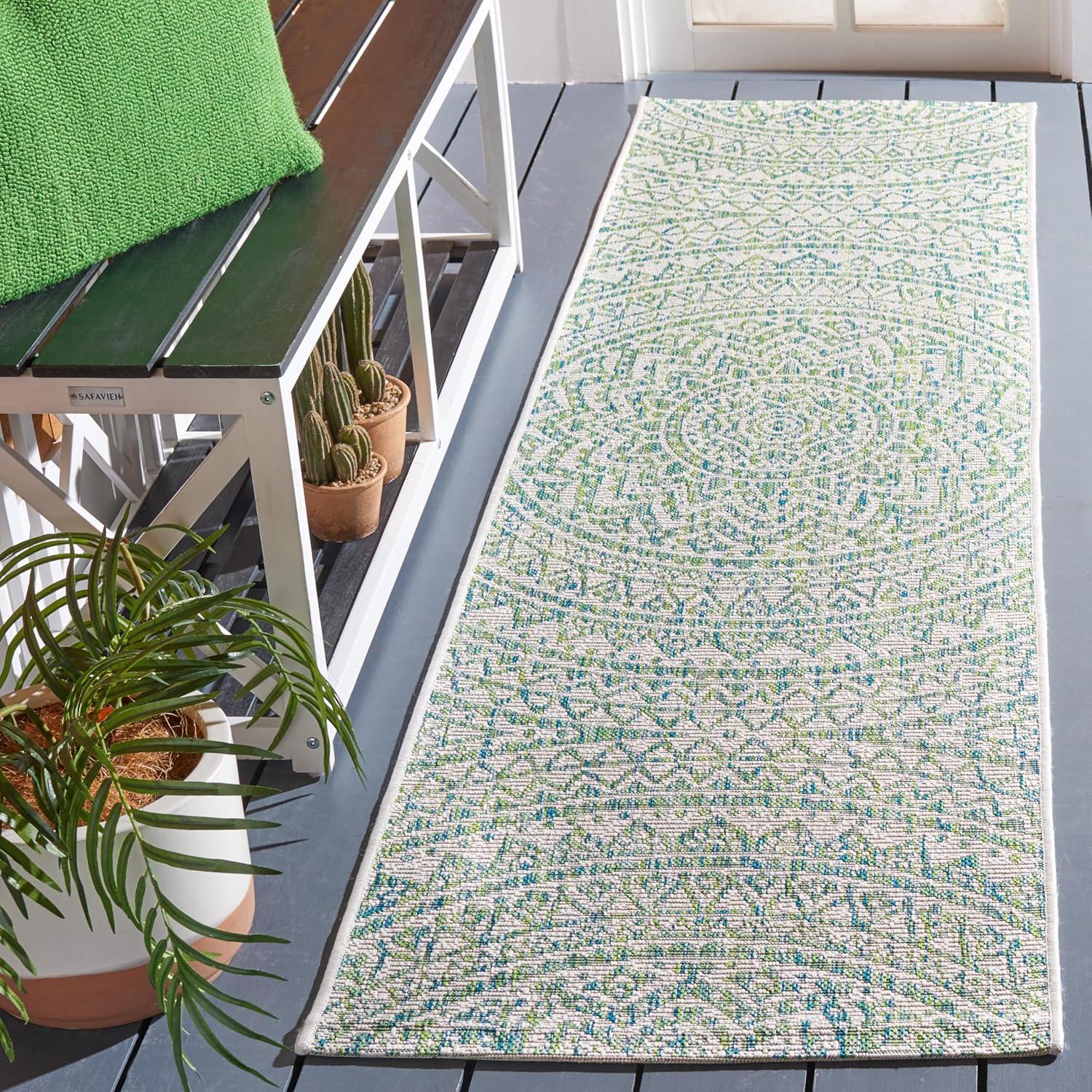 image:imageSAFAVIEH Courtyard Collection 8 x 10 BeigeBrown CY8734 IndoorOutdoor Patio Backyard Mudroom AreaRugIvoryGreen