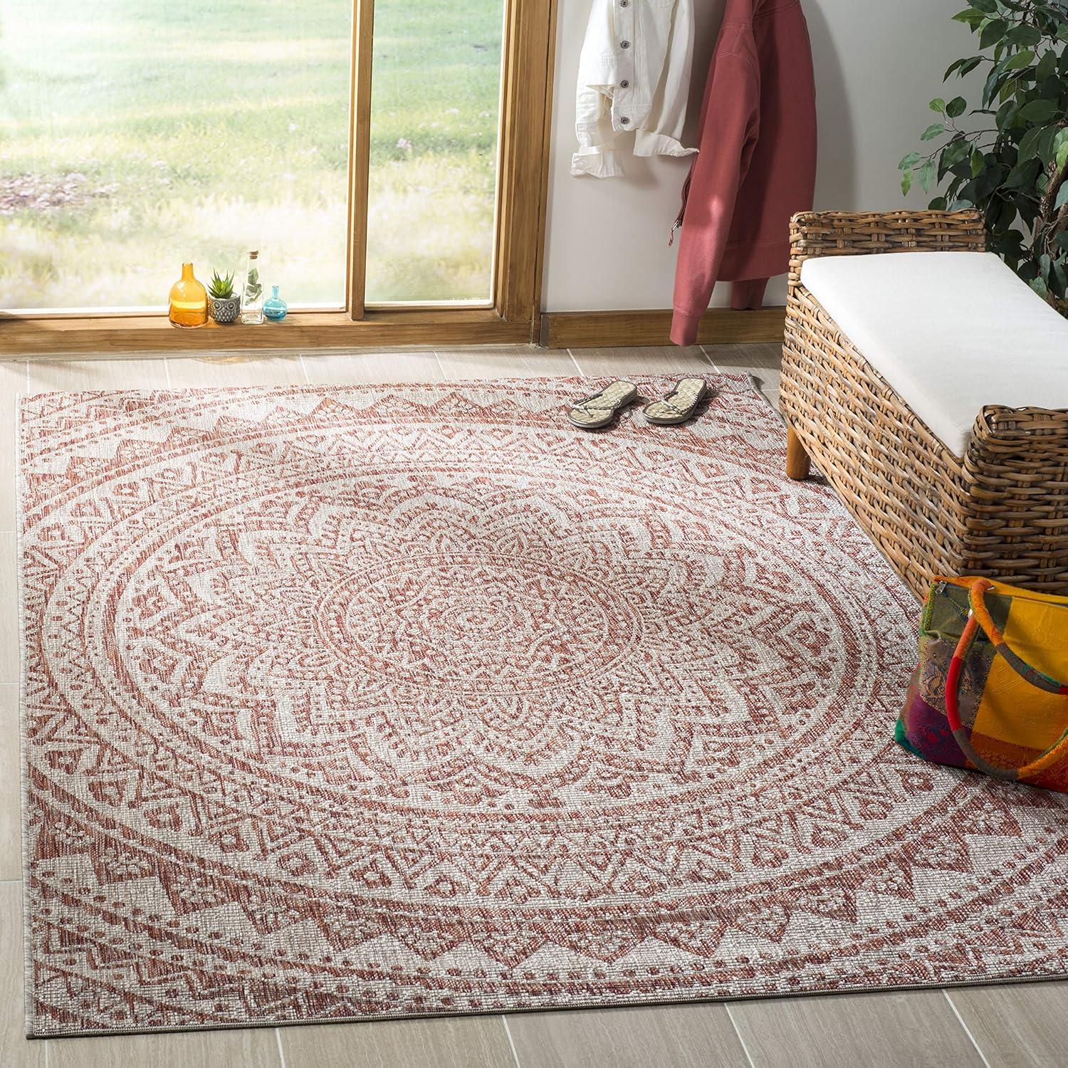 image:imageSAFAVIEH Courtyard Collection 8 x 10 BeigeBrown CY8734 IndoorOutdoor Patio Backyard Mudroom AreaRugLight BeigeTerracotta