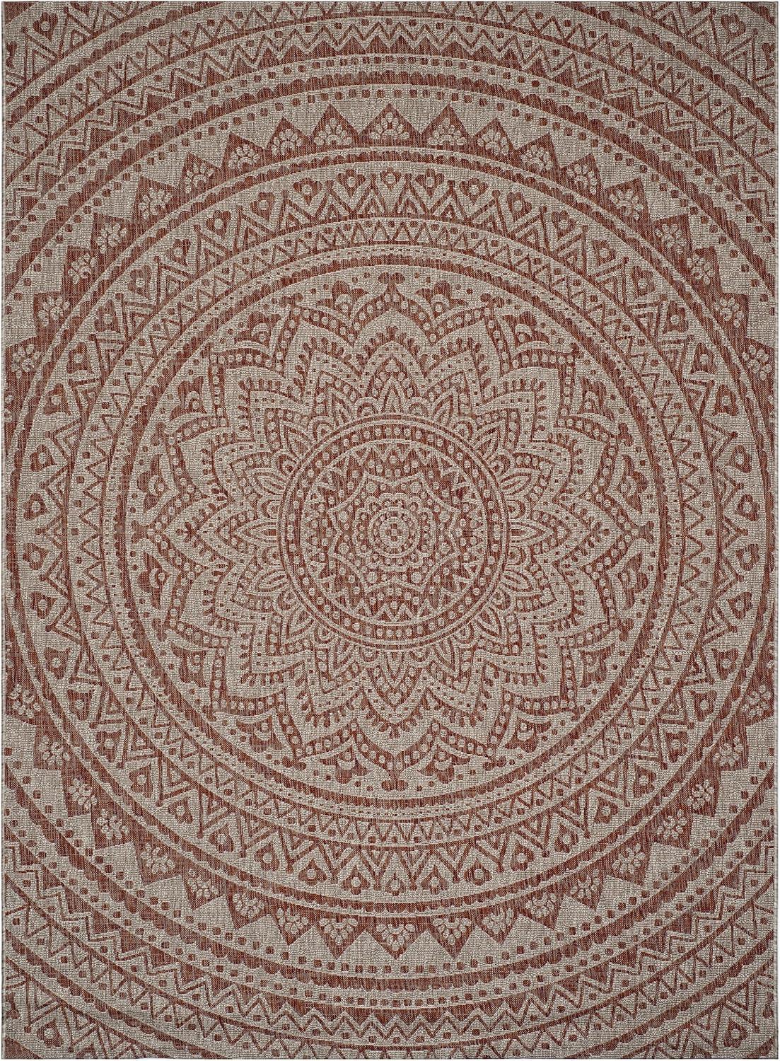 image:imageSAFAVIEH Courtyard Collection 8 x 10 BeigeBrown CY8734 IndoorOutdoor Patio Backyard Mudroom AreaRugLight BeigeTerracotta