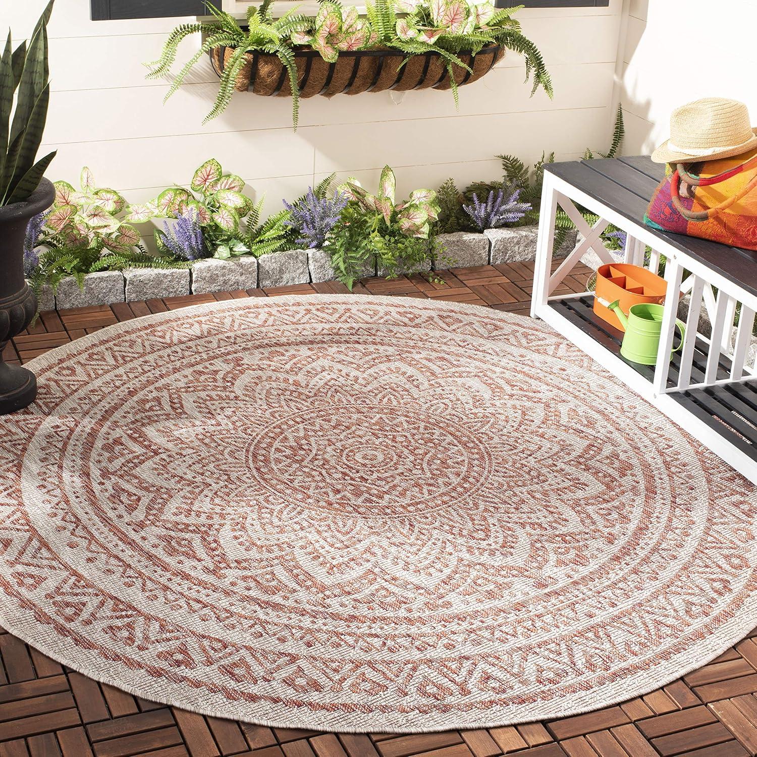 image:imageSAFAVIEH Courtyard Collection 8 x 10 BeigeBrown CY8734 IndoorOutdoor Patio Backyard Mudroom AreaRugLight BeigeTerracotta