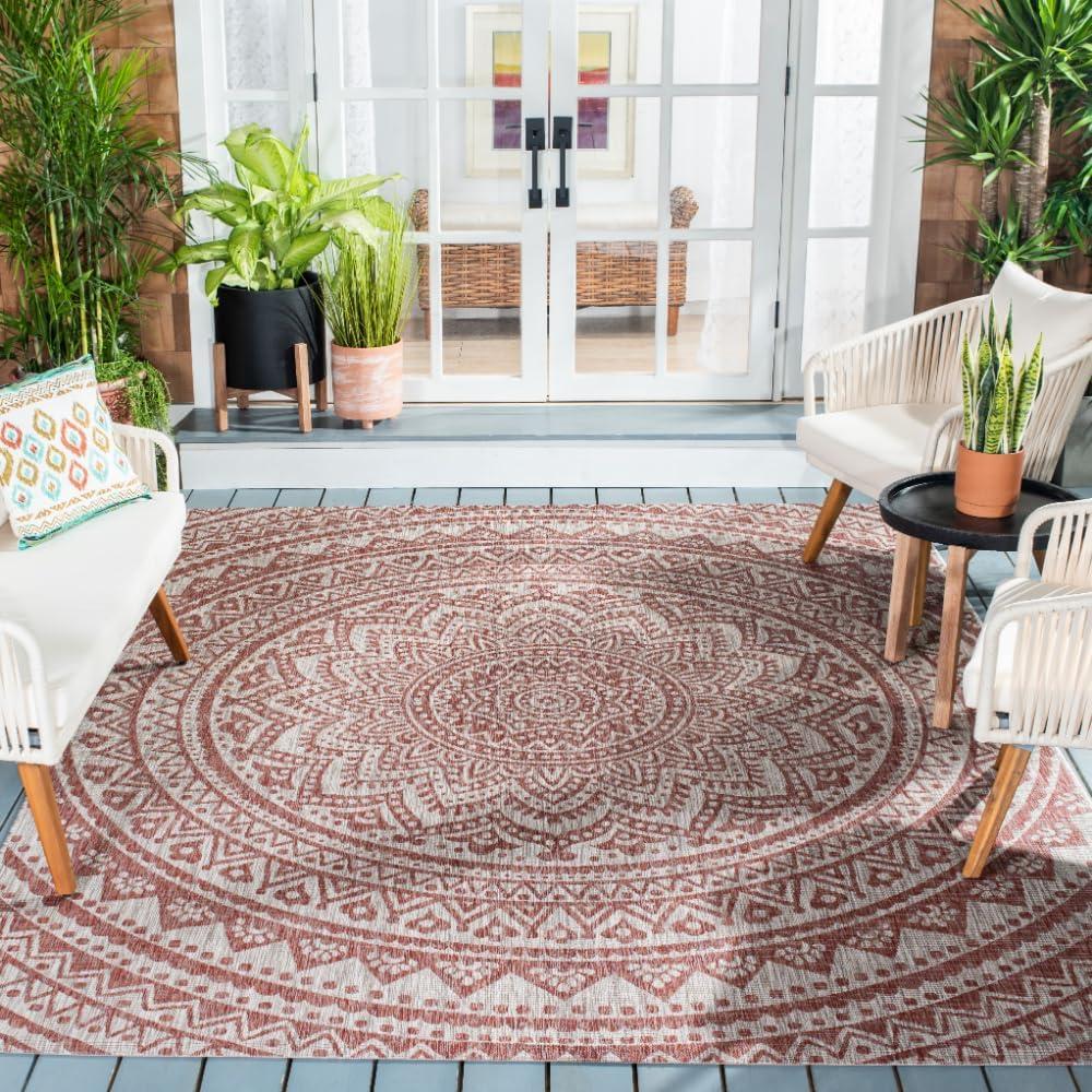 image:imageSAFAVIEH Courtyard Collection 8 x 10 BeigeBrown CY8734 IndoorOutdoor Patio Backyard Mudroom AreaRugLight BeigeTerracotta