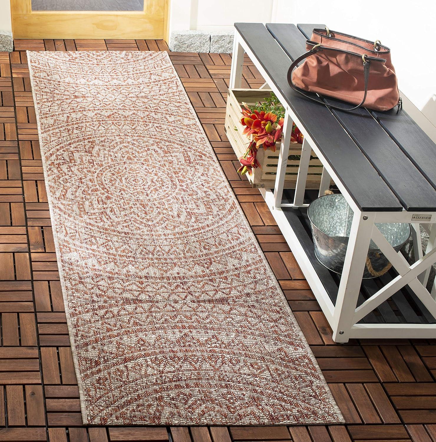 image:imageSAFAVIEH Courtyard Collection 8 x 10 BeigeBrown CY8734 IndoorOutdoor Patio Backyard Mudroom AreaRugLight BeigeTerracotta