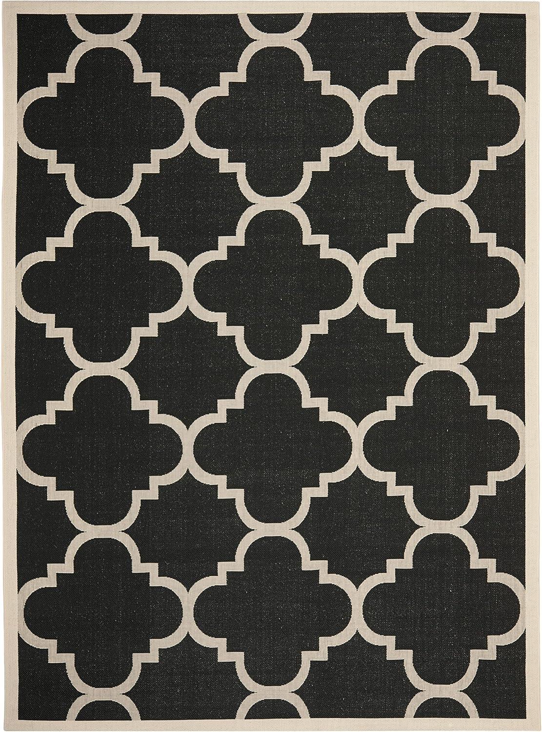 image:imageSAFAVIEH Courtyard Collection 8 x 11 BlueBeige CY6243 Moroccan Trellis Indoor Outdoor Waterproof EasyCleaning Patio Backyard Mudroom AreaRugBlackBeige
