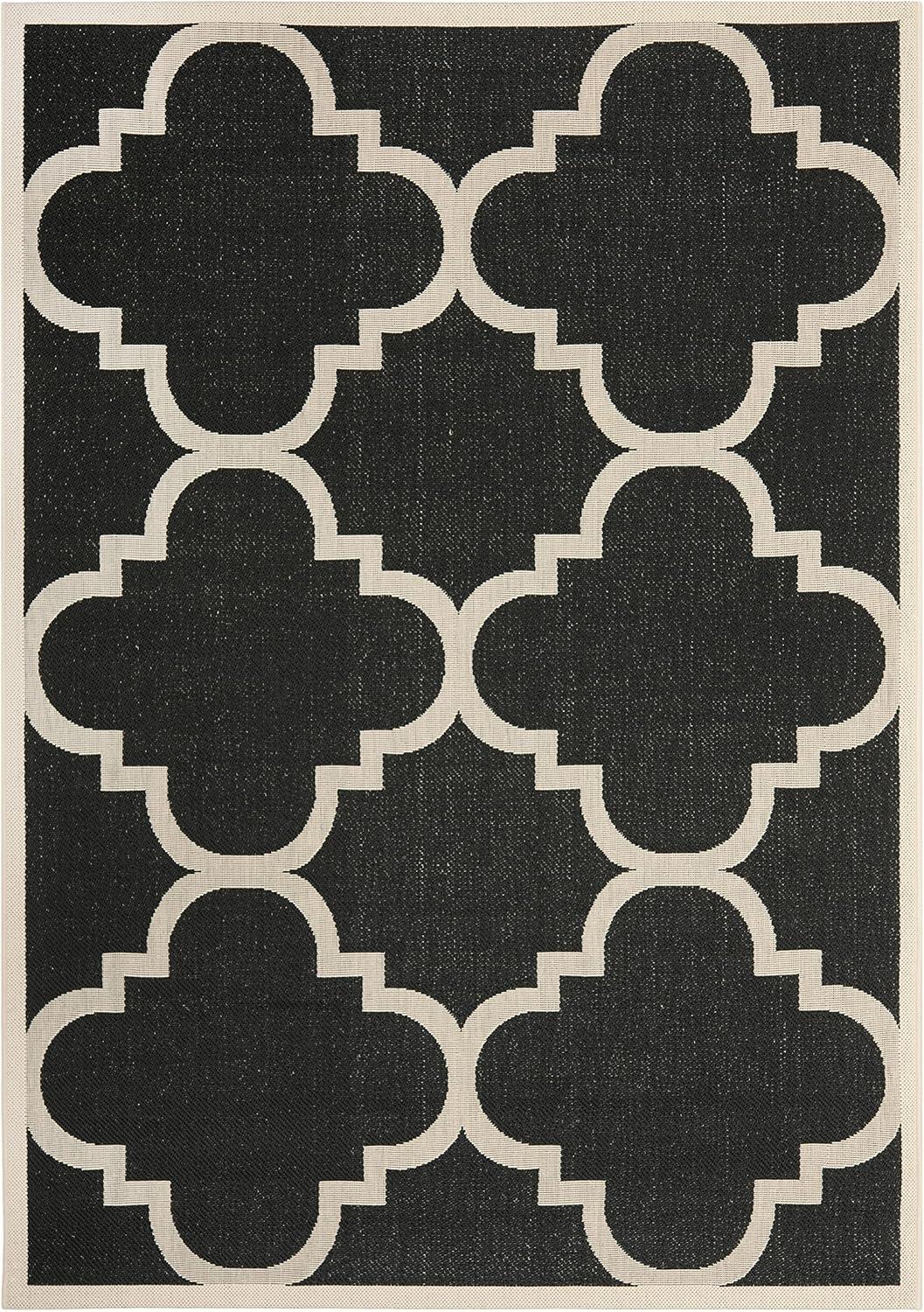 image:imageSAFAVIEH Courtyard Collection 8 x 11 BlueBeige CY6243 Moroccan Trellis Indoor Outdoor Waterproof EasyCleaning Patio Backyard Mudroom AreaRugBlackBeige