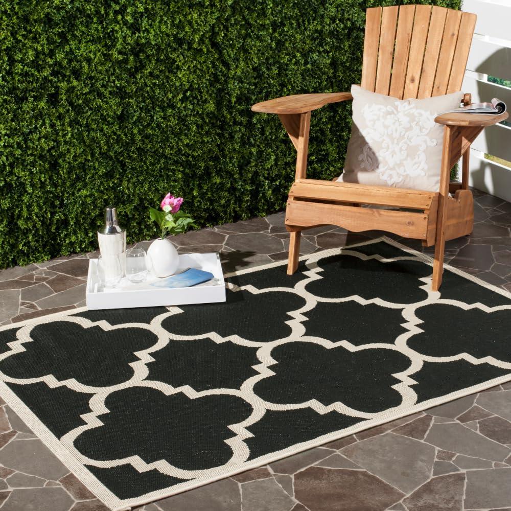 image:imageSAFAVIEH Courtyard Collection 8 x 11 BlueBeige CY6243 Moroccan Trellis Indoor Outdoor Waterproof EasyCleaning Patio Backyard Mudroom AreaRugBlackBeige
