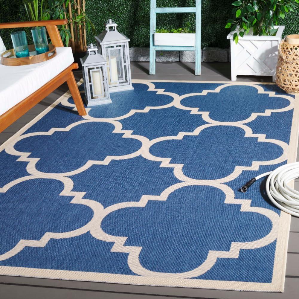 image:imageSAFAVIEH Courtyard Collection 8 x 11 BlueBeige CY6243 Moroccan Trellis Indoor Outdoor Waterproof EasyCleaning Patio Backyard Mudroom AreaRugBlueBeige