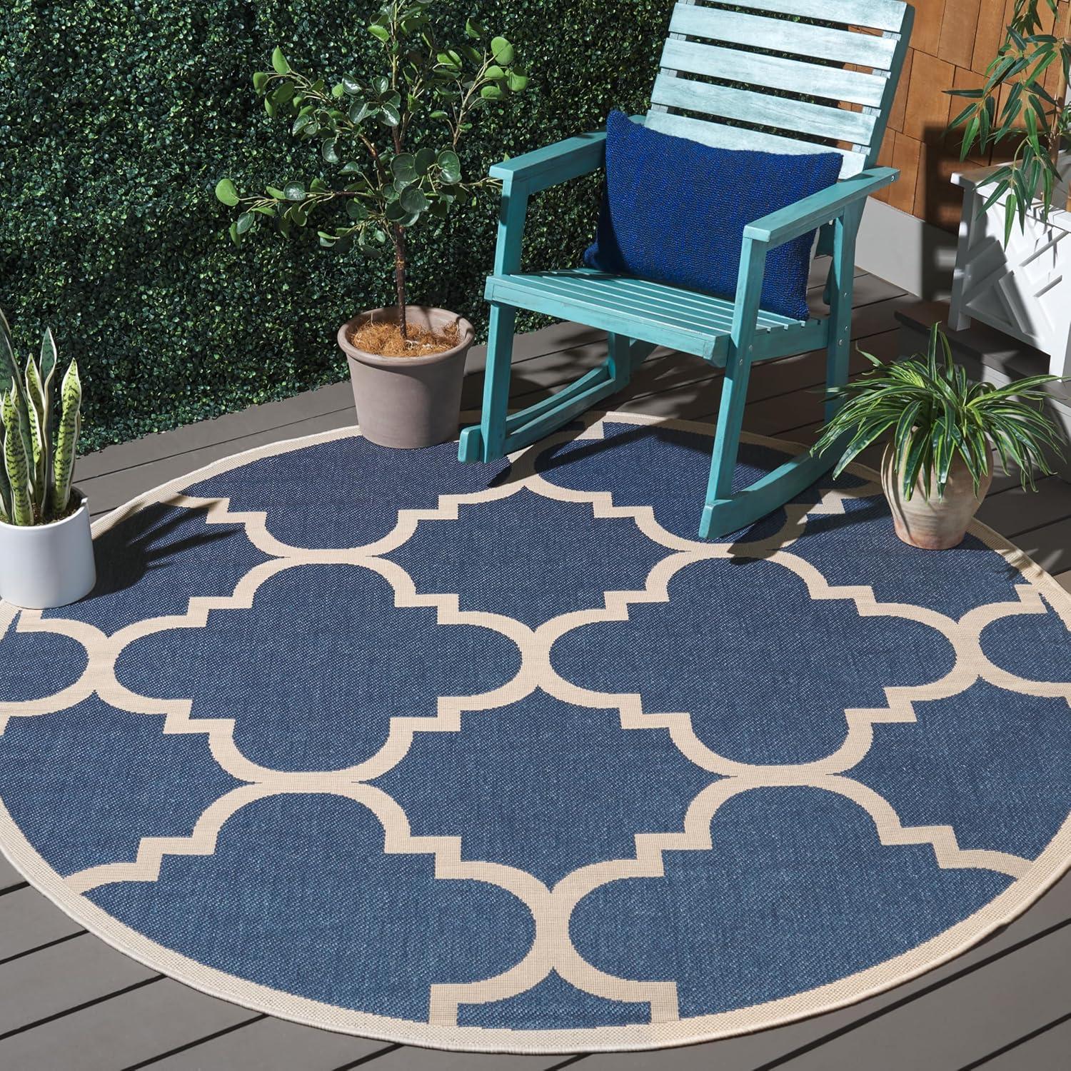 image:imageSAFAVIEH Courtyard Collection 8 x 11 BlueBeige CY6243 Moroccan Trellis Indoor Outdoor Waterproof EasyCleaning Patio Backyard Mudroom AreaRugBlueBeige