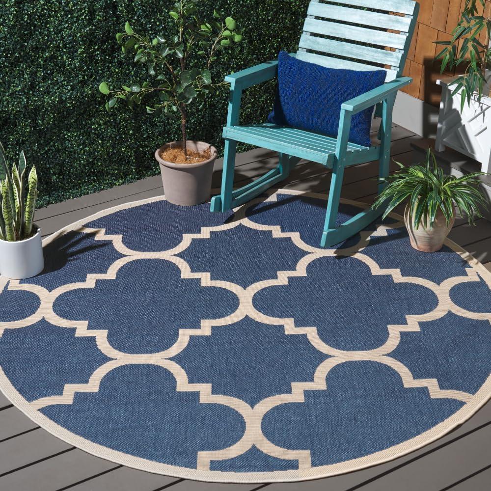 image:imageSAFAVIEH Courtyard Collection 8 x 11 BlueBeige CY6243 Moroccan Trellis Indoor Outdoor Waterproof EasyCleaning Patio Backyard Mudroom AreaRugBlueBeige