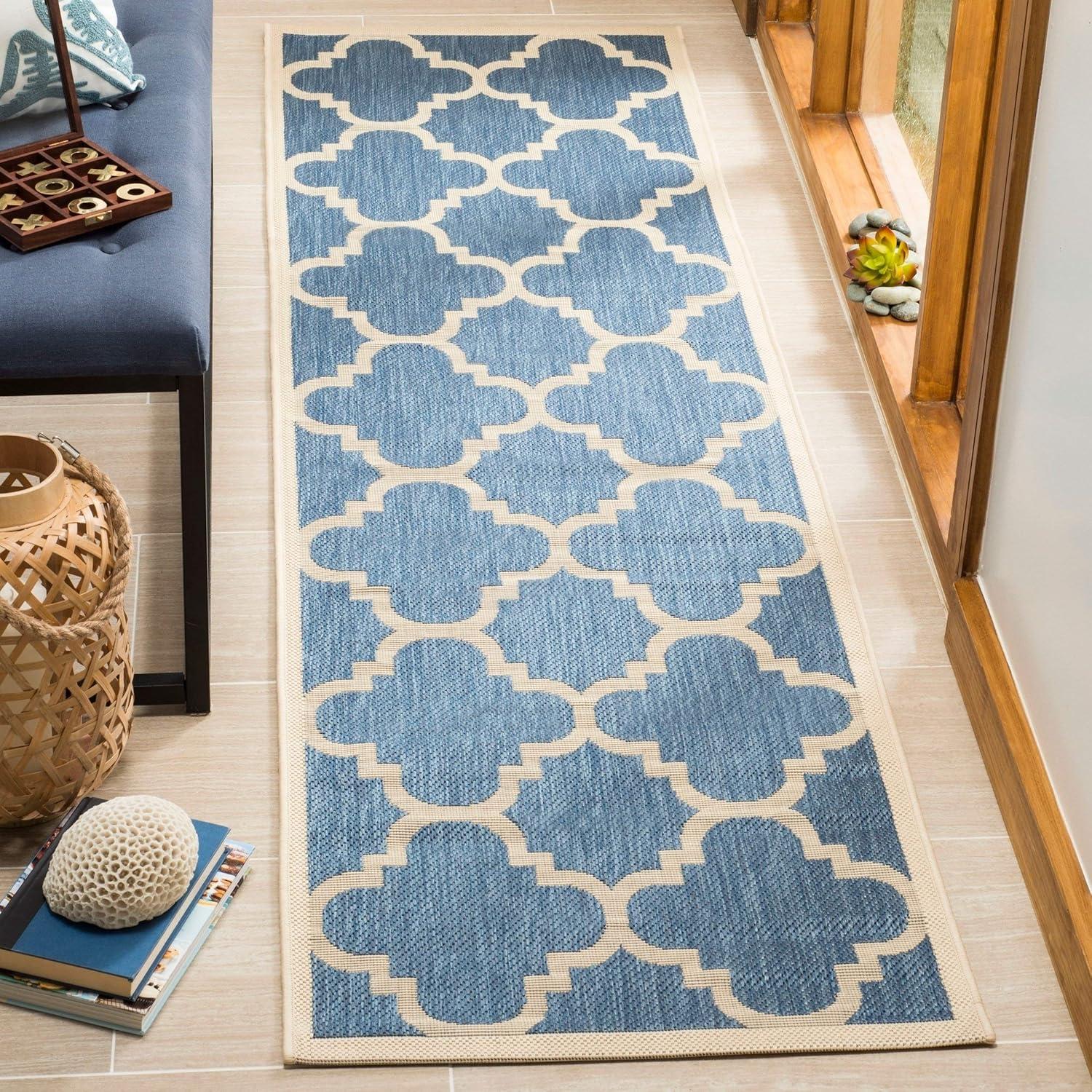 image:imageSAFAVIEH Courtyard Collection 8 x 11 BlueBeige CY6243 Moroccan Trellis Indoor Outdoor Waterproof EasyCleaning Patio Backyard Mudroom AreaRugBlueBeige