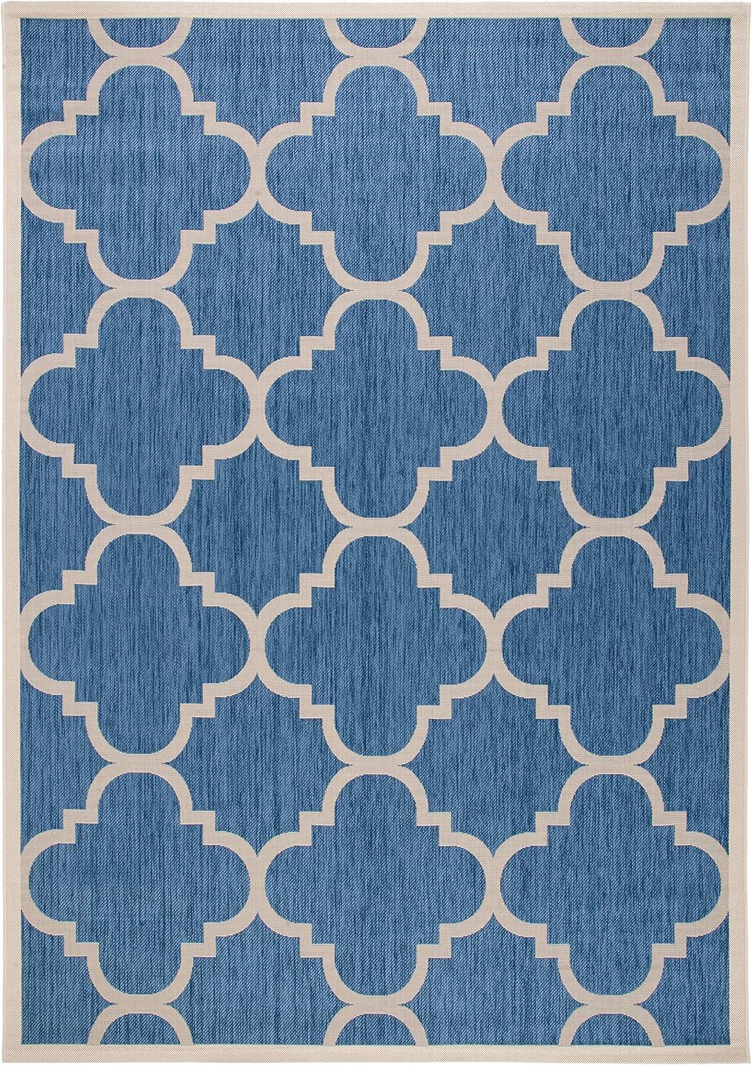 image:imageSAFAVIEH Courtyard Collection 8 x 11 BlueBeige CY6243 Moroccan Trellis Indoor Outdoor Waterproof EasyCleaning Patio Backyard Mudroom AreaRugBlueBeige