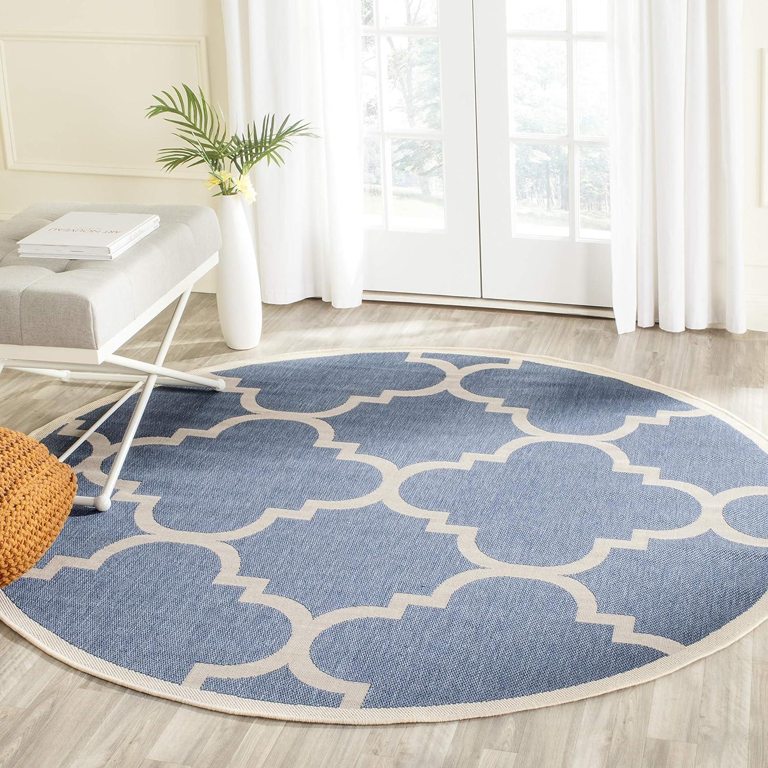 image:imageSAFAVIEH Courtyard Collection 8 x 11 BlueBeige CY6243 Moroccan Trellis Indoor Outdoor Waterproof EasyCleaning Patio Backyard Mudroom AreaRugBlueBeige