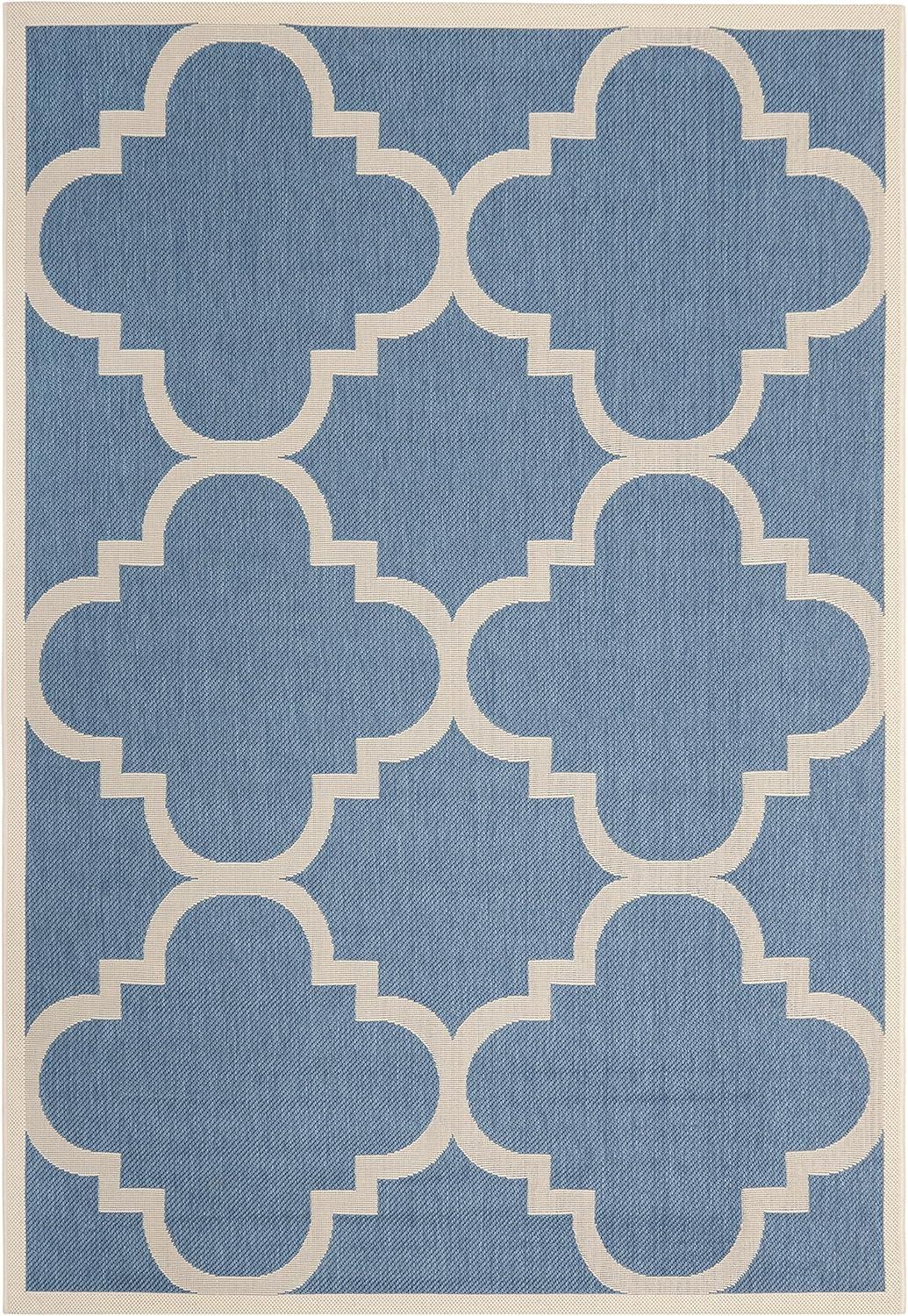 image:imageSAFAVIEH Courtyard Collection 8 x 11 BlueBeige CY6243 Moroccan Trellis Indoor Outdoor Waterproof EasyCleaning Patio Backyard Mudroom AreaRugBlueBeige