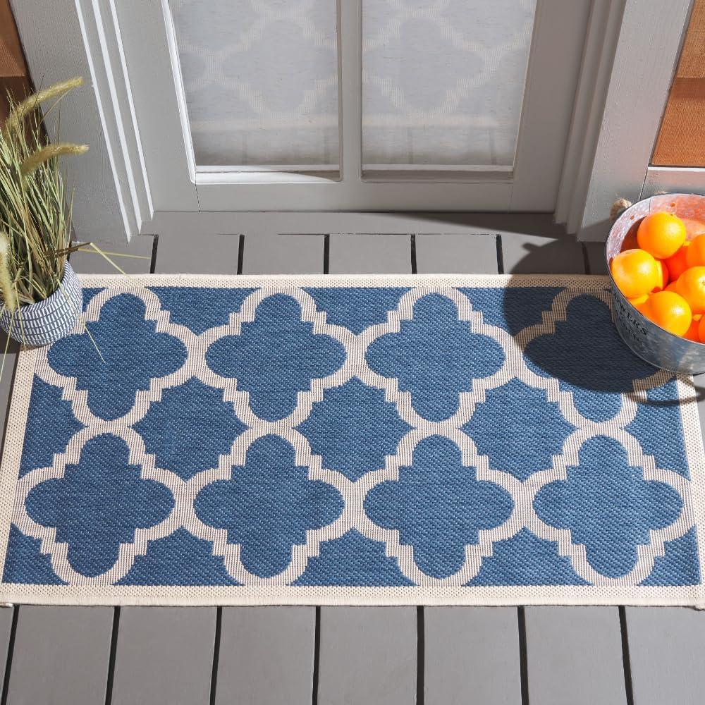 image:imageSAFAVIEH Courtyard Collection 8 x 11 BlueBeige CY6243 Moroccan Trellis Indoor Outdoor Waterproof EasyCleaning Patio Backyard Mudroom AreaRugBlueBeige