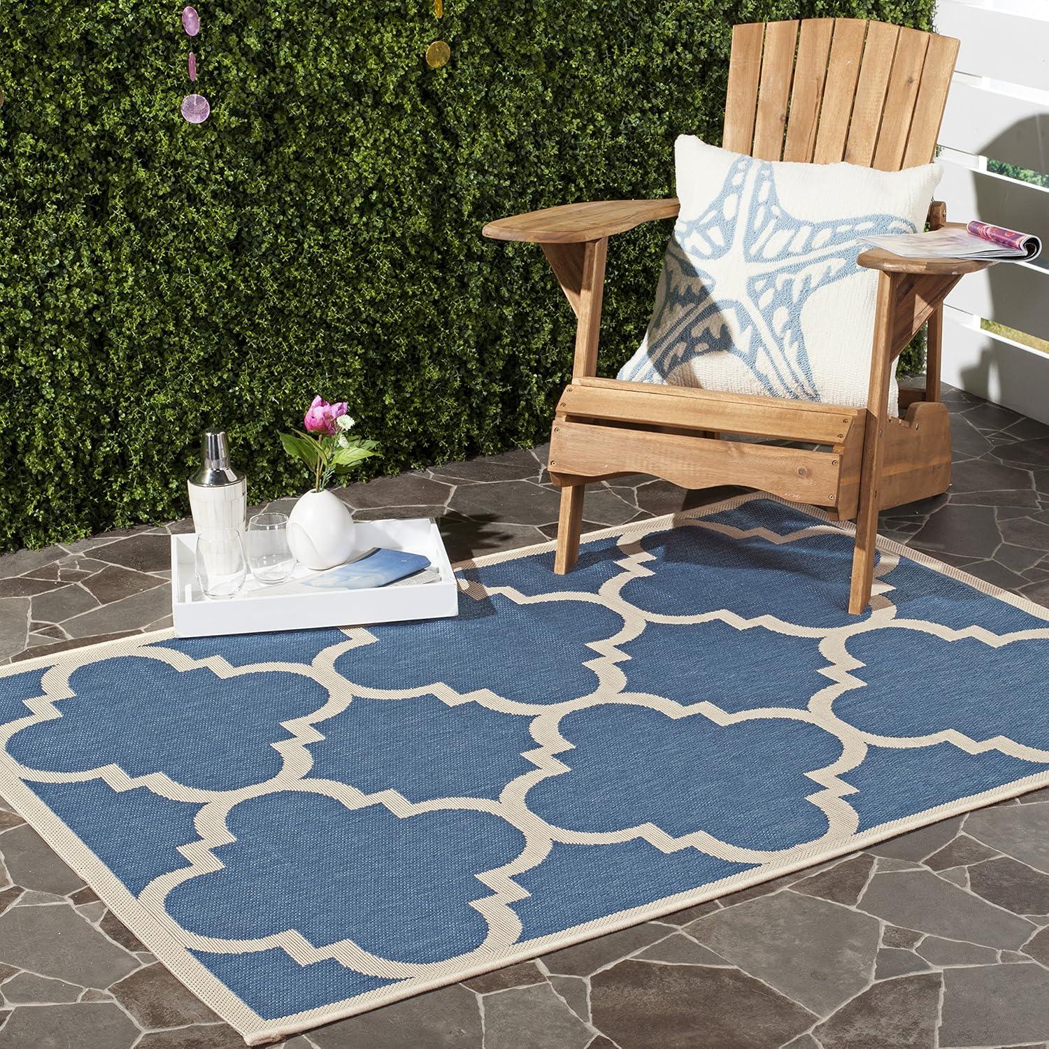 image:imageSAFAVIEH Courtyard Collection 8 x 11 BlueBeige CY6243 Moroccan Trellis Indoor Outdoor Waterproof EasyCleaning Patio Backyard Mudroom AreaRugBlueBeige