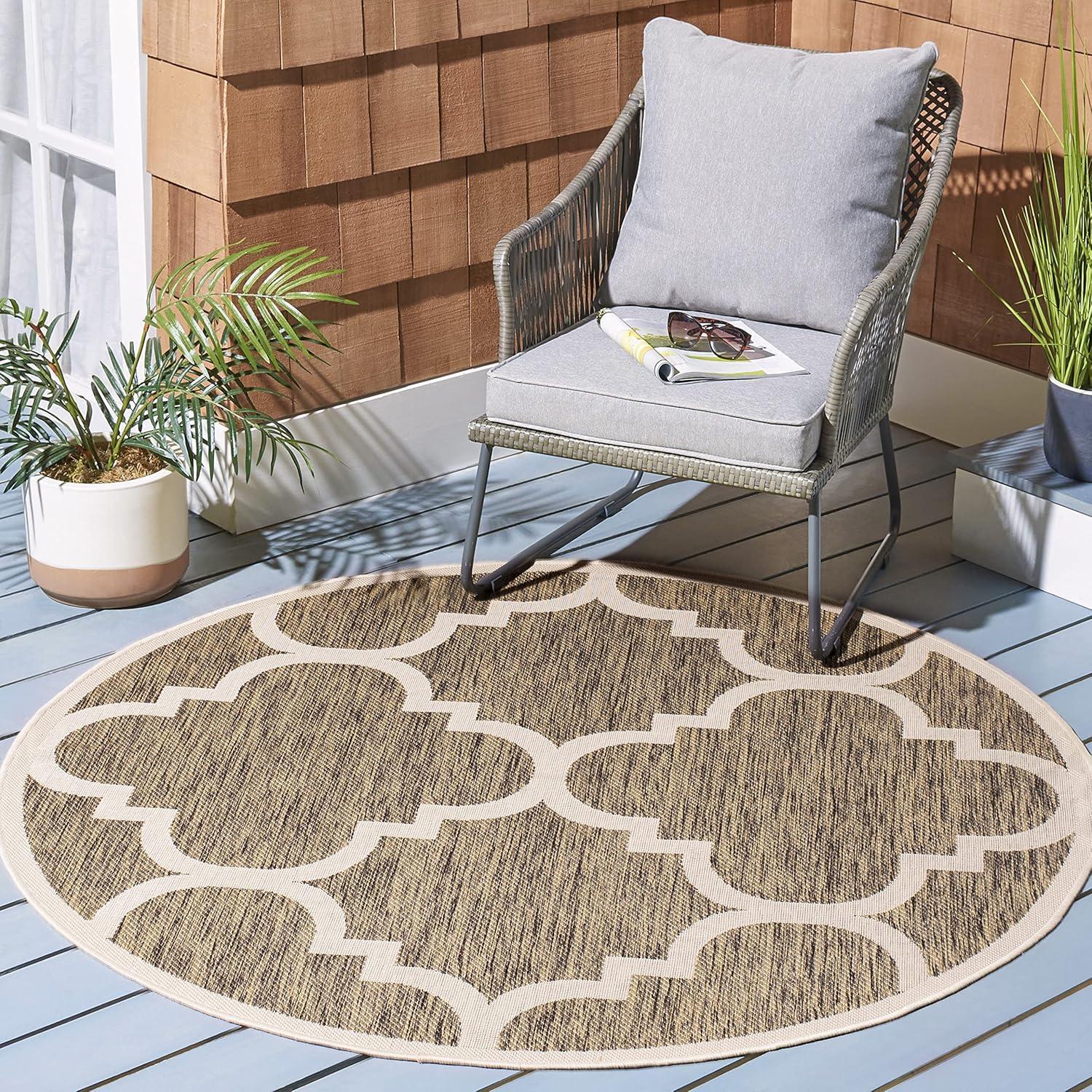 image:imageSAFAVIEH Courtyard Collection 8 x 11 BlueBeige CY6243 Moroccan Trellis Indoor Outdoor Waterproof EasyCleaning Patio Backyard Mudroom AreaRugBrown