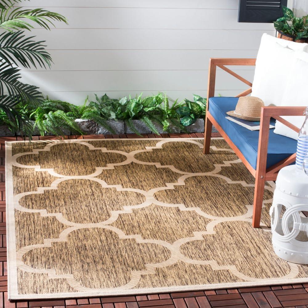 image:imageSAFAVIEH Courtyard Collection 8 x 11 BlueBeige CY6243 Moroccan Trellis Indoor Outdoor Waterproof EasyCleaning Patio Backyard Mudroom AreaRugBrown