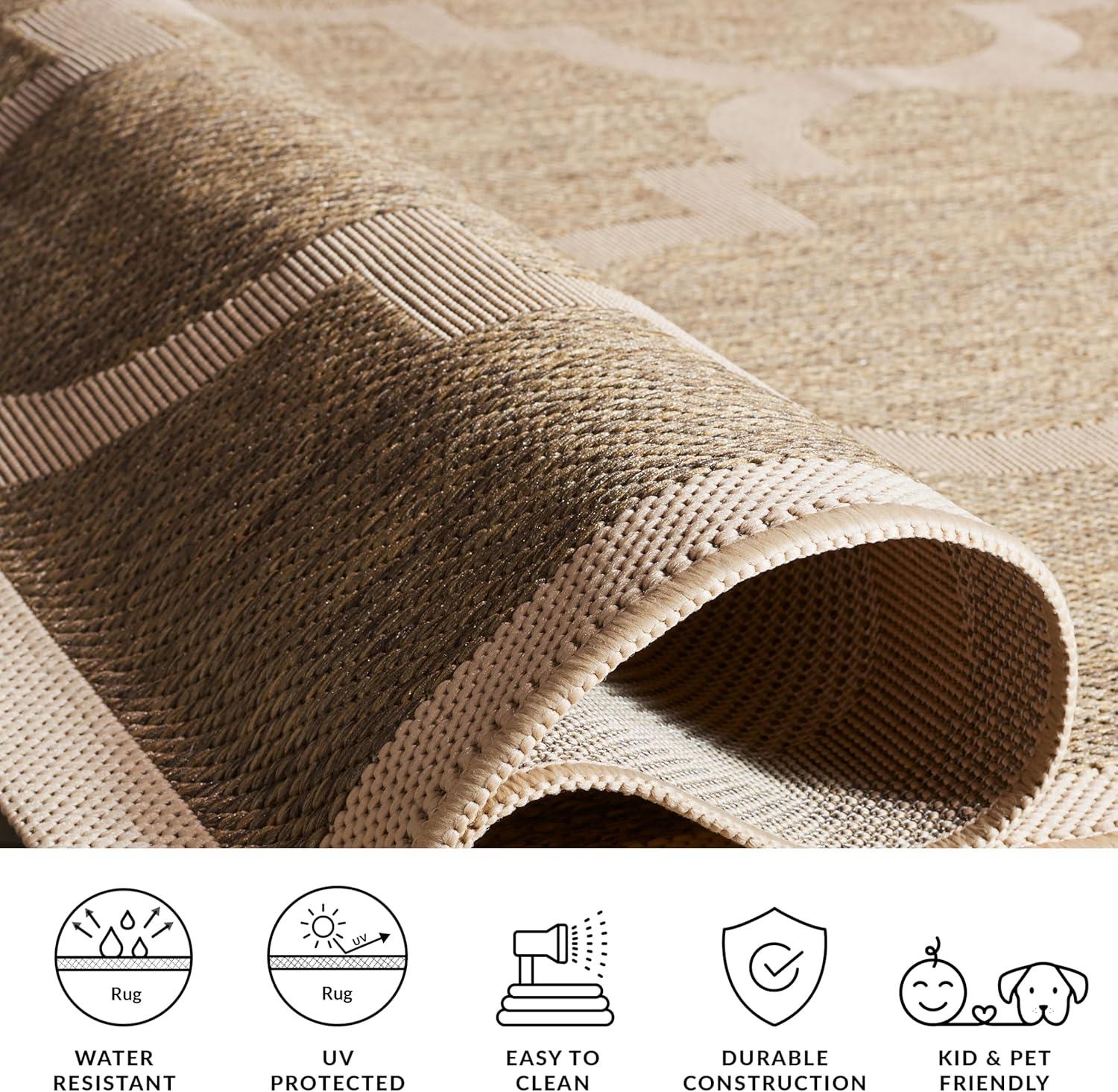 image:imageSAFAVIEH Courtyard Collection 8 x 11 BlueBeige CY6243 Moroccan Trellis Indoor Outdoor Waterproof EasyCleaning Patio Backyard Mudroom AreaRugBrown