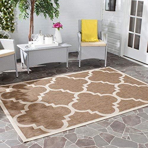 image:imageSAFAVIEH Courtyard Collection 8 x 11 BlueBeige CY6243 Moroccan Trellis Indoor Outdoor Waterproof EasyCleaning Patio Backyard Mudroom AreaRugBrown