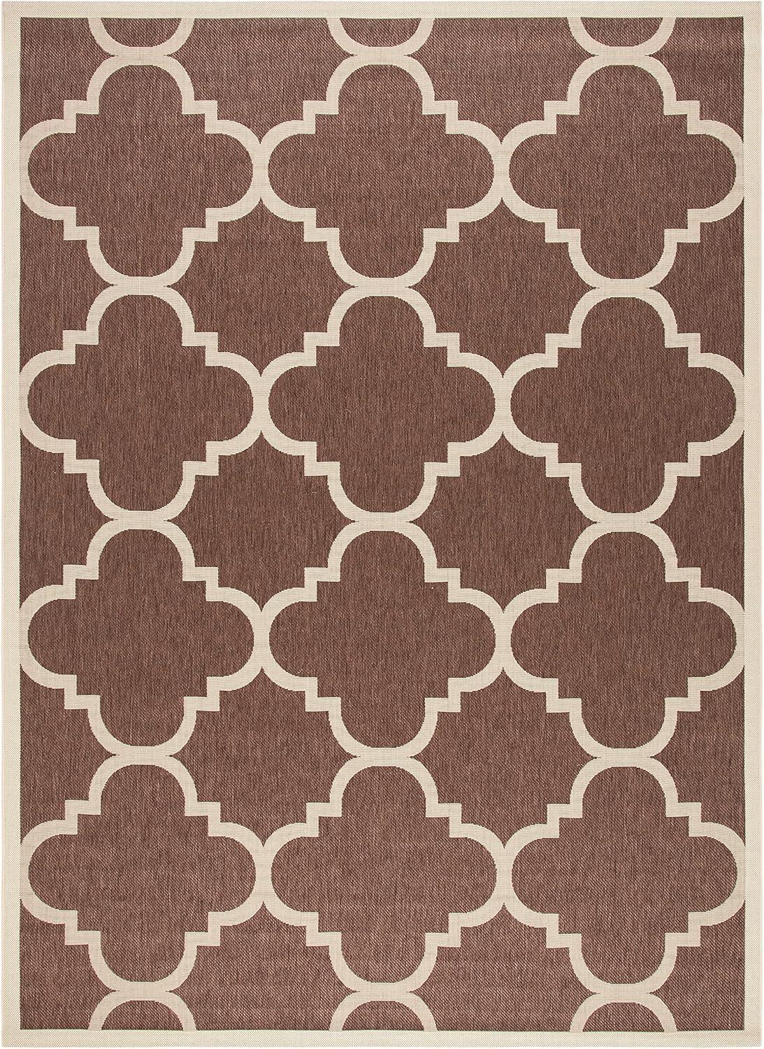 image:imageSAFAVIEH Courtyard Collection 8 x 11 BlueBeige CY6243 Moroccan Trellis Indoor Outdoor Waterproof EasyCleaning Patio Backyard Mudroom AreaRugDark Brown