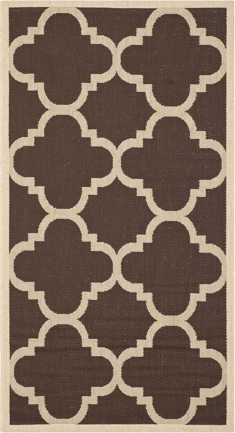 image:imageSAFAVIEH Courtyard Collection 8 x 11 BlueBeige CY6243 Moroccan Trellis Indoor Outdoor Waterproof EasyCleaning Patio Backyard Mudroom AreaRugDark Brown