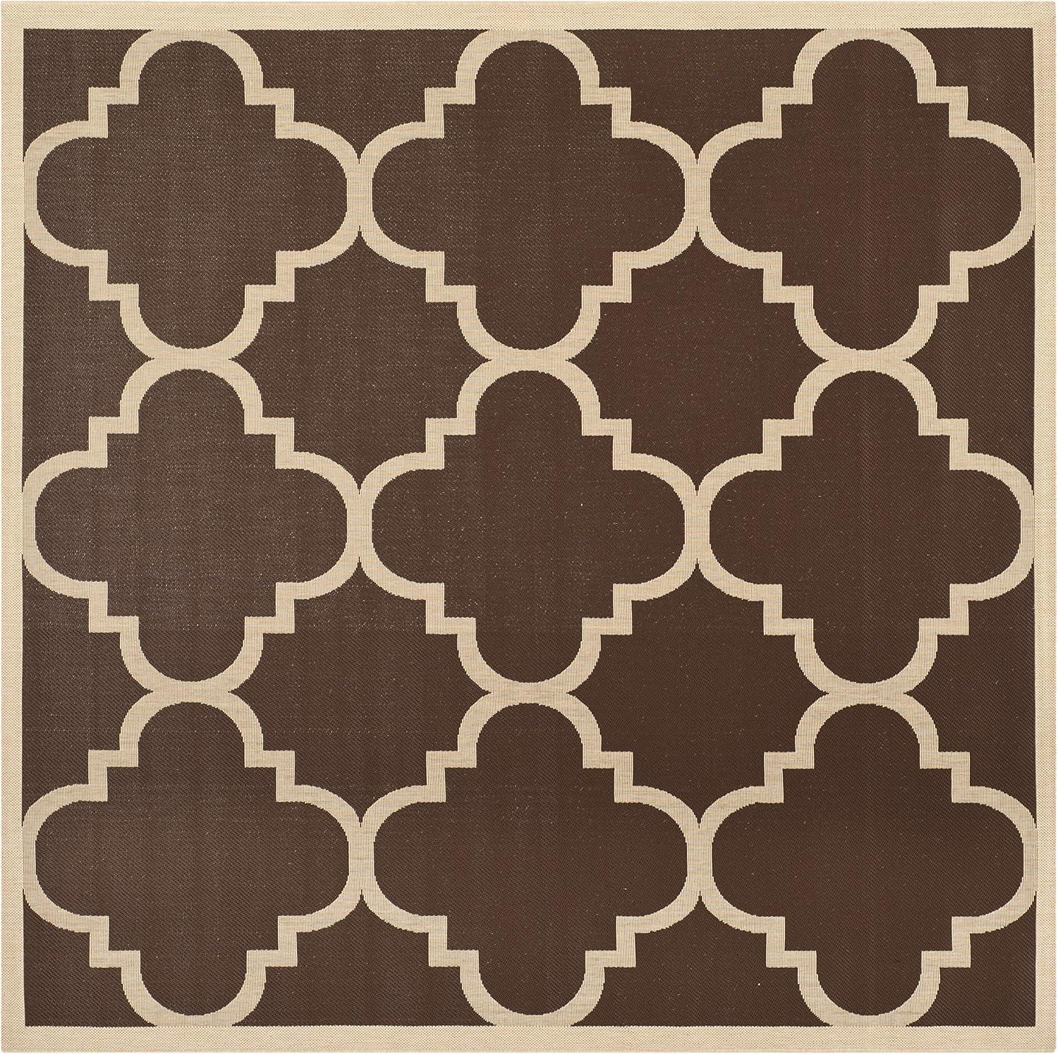 image:imageSAFAVIEH Courtyard Collection 8 x 11 BlueBeige CY6243 Moroccan Trellis Indoor Outdoor Waterproof EasyCleaning Patio Backyard Mudroom AreaRugDark Brown