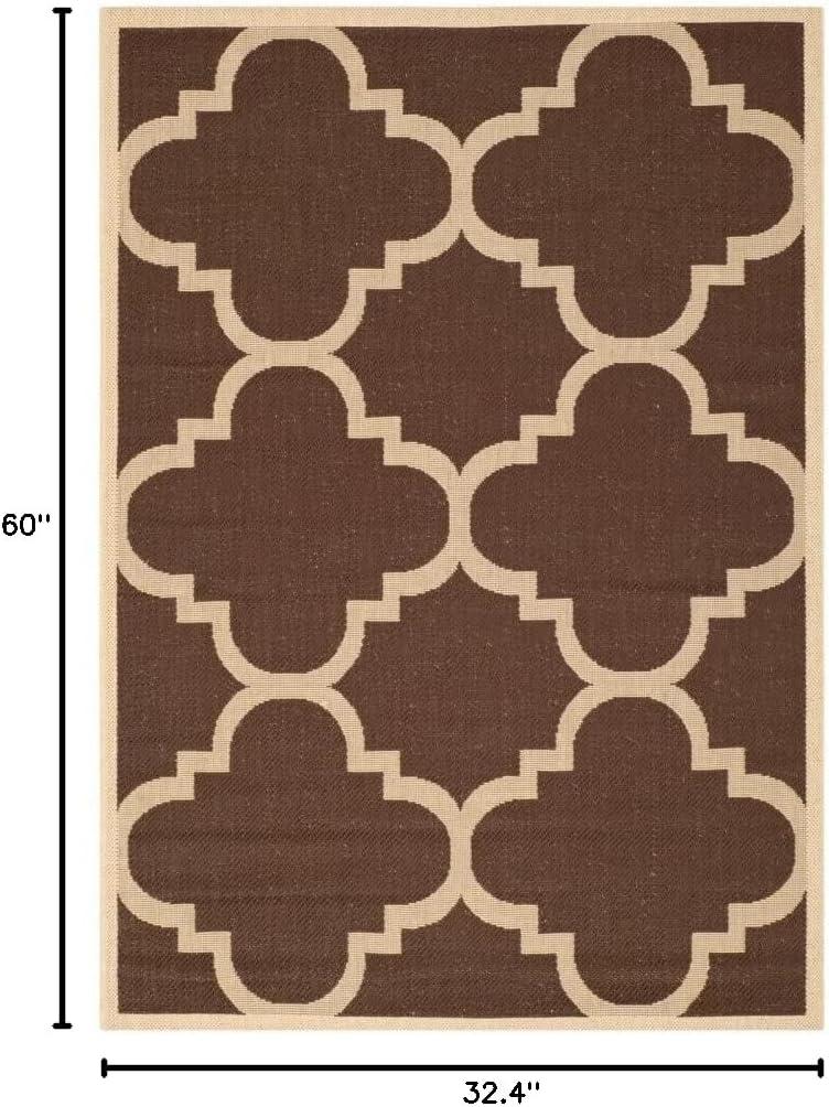 image:imageSAFAVIEH Courtyard Collection 8 x 11 BlueBeige CY6243 Moroccan Trellis Indoor Outdoor Waterproof EasyCleaning Patio Backyard Mudroom AreaRugDark Brown