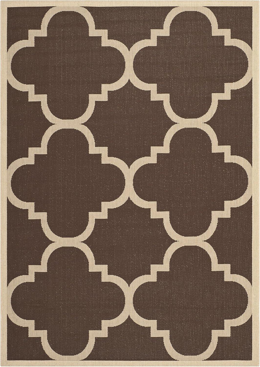 image:imageSAFAVIEH Courtyard Collection 8 x 11 BlueBeige CY6243 Moroccan Trellis Indoor Outdoor Waterproof EasyCleaning Patio Backyard Mudroom AreaRugDark Brown