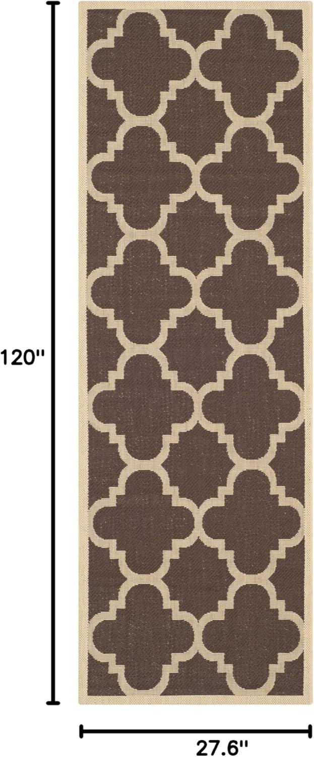 image:imageSAFAVIEH Courtyard Collection 8 x 11 BlueBeige CY6243 Moroccan Trellis Indoor Outdoor Waterproof EasyCleaning Patio Backyard Mudroom AreaRugDark Brown