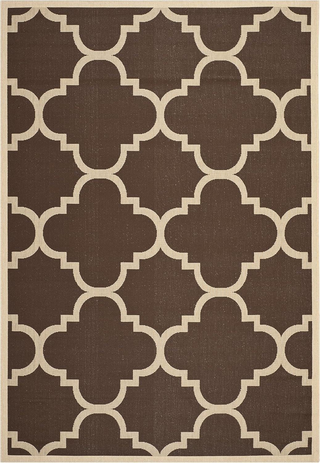 image:imageSAFAVIEH Courtyard Collection 8 x 11 BlueBeige CY6243 Moroccan Trellis Indoor Outdoor Waterproof EasyCleaning Patio Backyard Mudroom AreaRugDark Brown