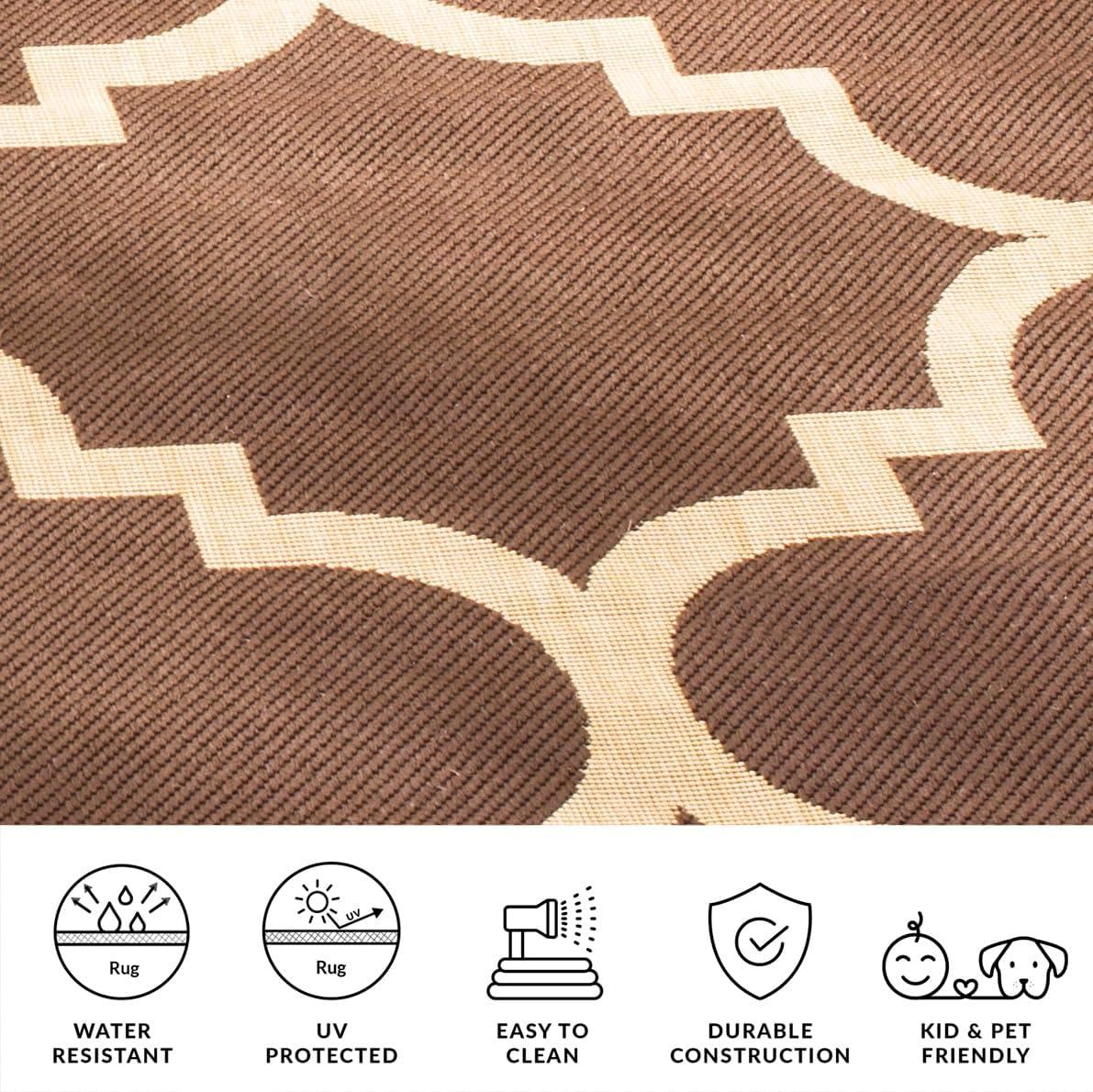 image:imageSAFAVIEH Courtyard Collection 8 x 11 BlueBeige CY6243 Moroccan Trellis Indoor Outdoor Waterproof EasyCleaning Patio Backyard Mudroom AreaRugDark Brown