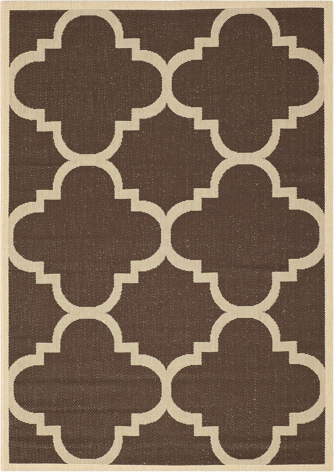 image:imageSAFAVIEH Courtyard Collection 8 x 11 BlueBeige CY6243 Moroccan Trellis Indoor Outdoor Waterproof EasyCleaning Patio Backyard Mudroom AreaRugDark Brown