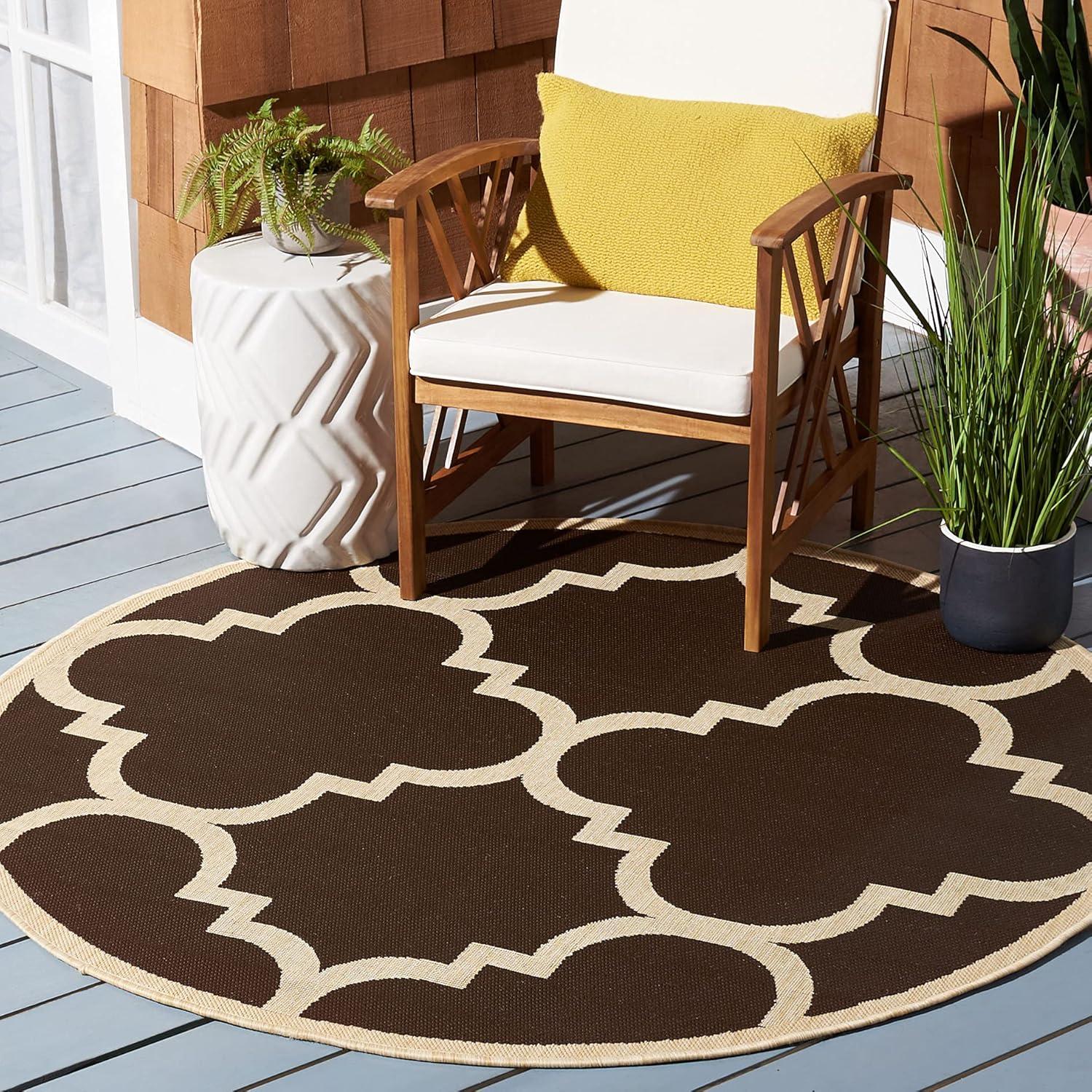 image:imageSAFAVIEH Courtyard Collection 8 x 11 BlueBeige CY6243 Moroccan Trellis Indoor Outdoor Waterproof EasyCleaning Patio Backyard Mudroom AreaRugDark Brown