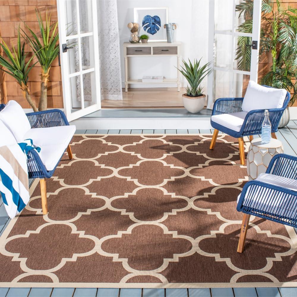 image:imageSAFAVIEH Courtyard Collection 8 x 11 BlueBeige CY6243 Moroccan Trellis Indoor Outdoor Waterproof EasyCleaning Patio Backyard Mudroom AreaRugDark Brown