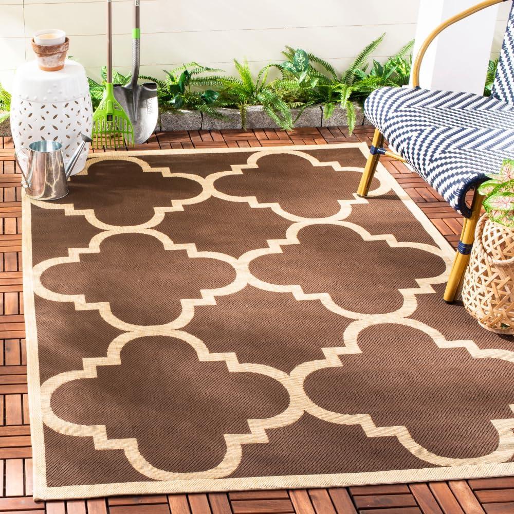 image:imageSAFAVIEH Courtyard Collection 8 x 11 BlueBeige CY6243 Moroccan Trellis Indoor Outdoor Waterproof EasyCleaning Patio Backyard Mudroom AreaRugDark Brown