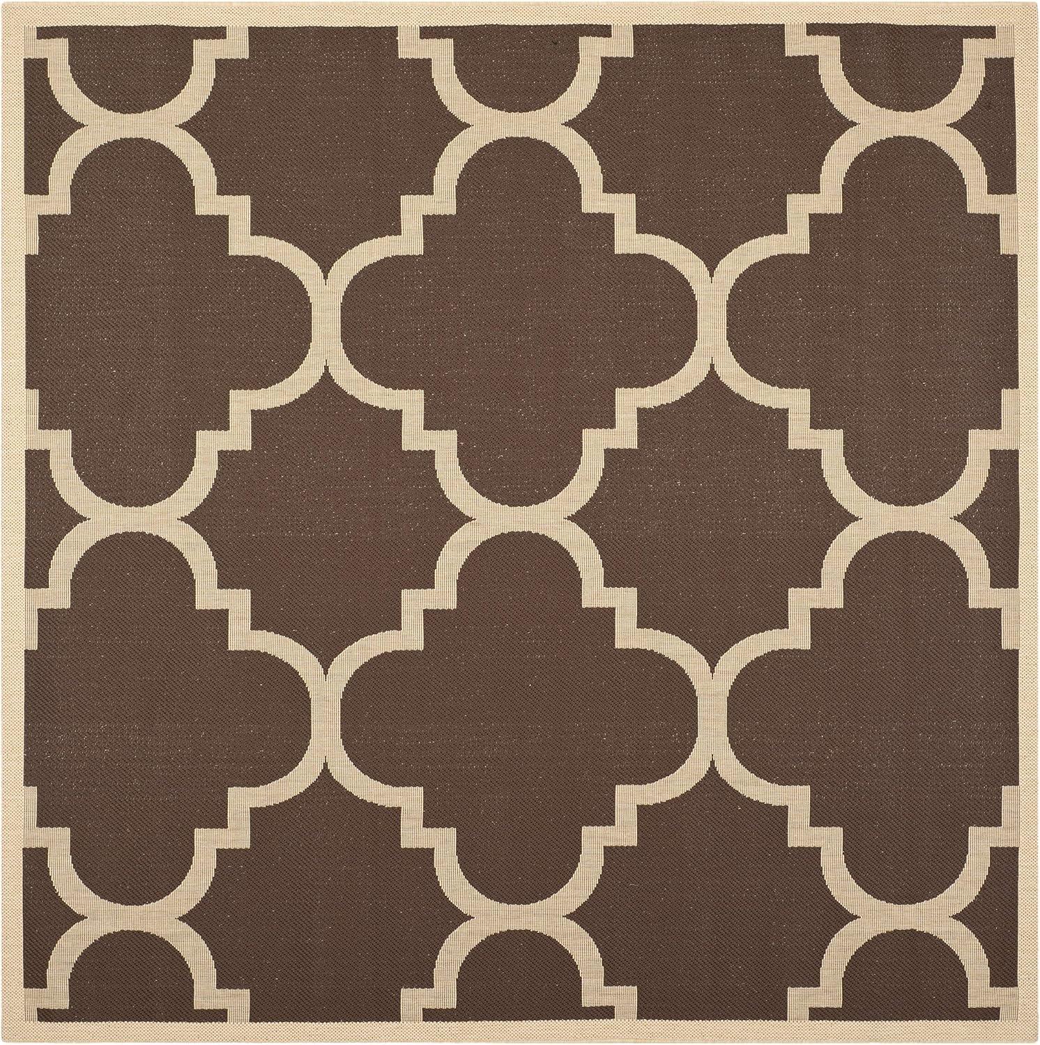 image:imageSAFAVIEH Courtyard Collection 8 x 11 BlueBeige CY6243 Moroccan Trellis Indoor Outdoor Waterproof EasyCleaning Patio Backyard Mudroom AreaRugDark Brown