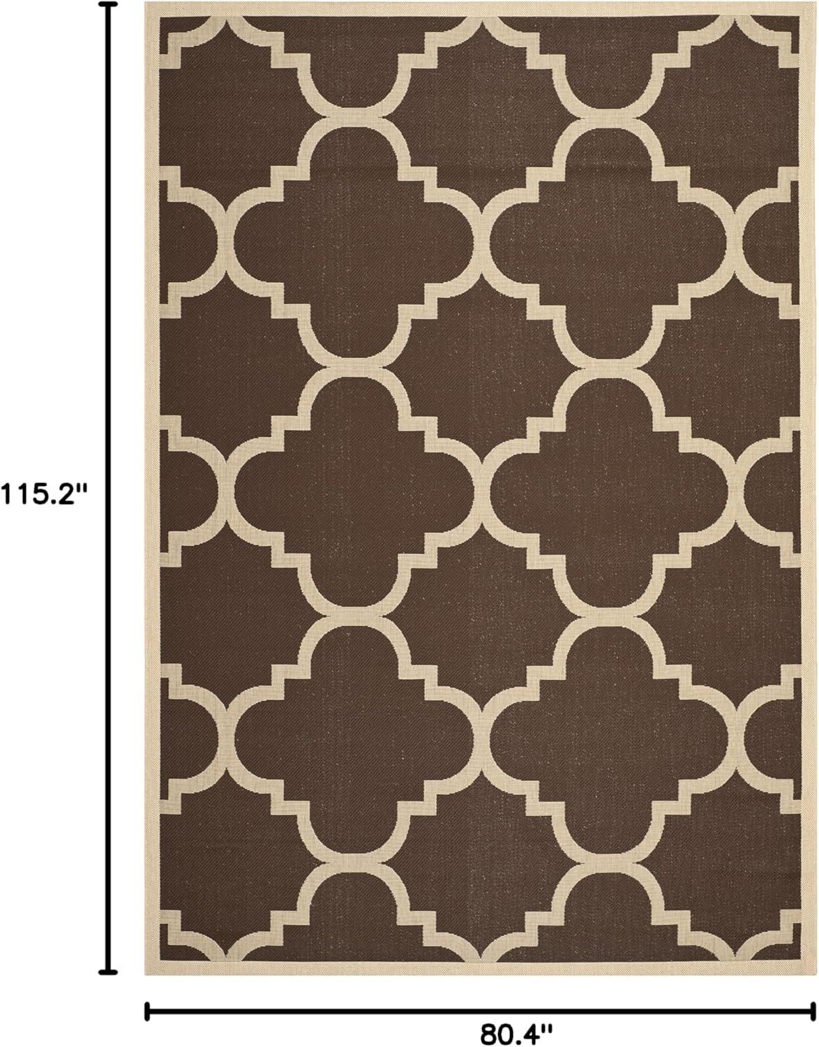 image:imageSAFAVIEH Courtyard Collection 8 x 11 BlueBeige CY6243 Moroccan Trellis Indoor Outdoor Waterproof EasyCleaning Patio Backyard Mudroom AreaRugDark Brown