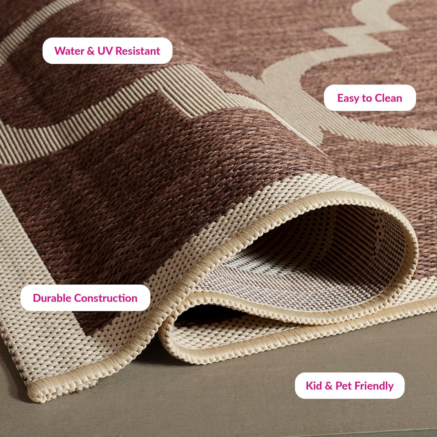 image:imageSAFAVIEH Courtyard Collection 8 x 11 BlueBeige CY6243 Moroccan Trellis Indoor Outdoor Waterproof EasyCleaning Patio Backyard Mudroom AreaRugDark Brown