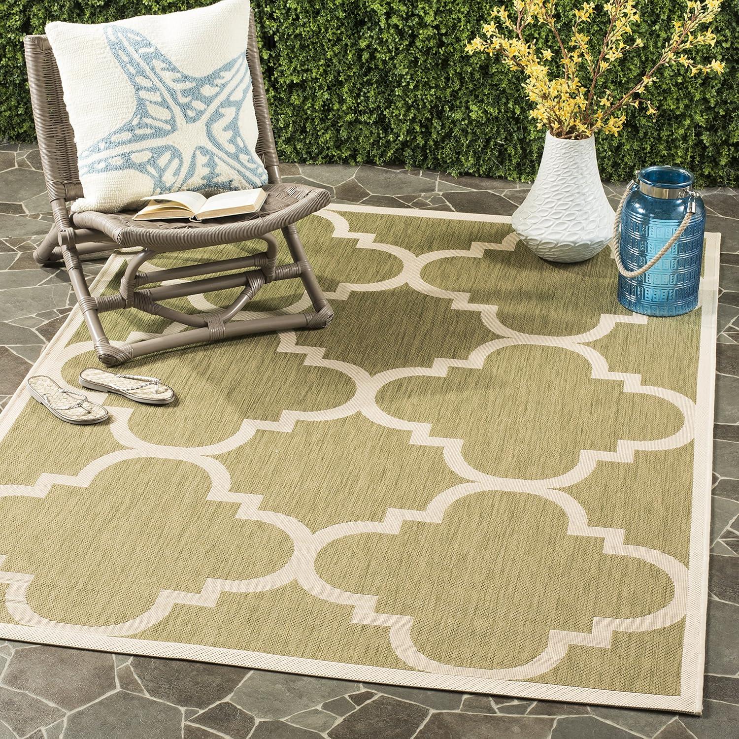 image:imageSAFAVIEH Courtyard Collection 8 x 11 BlueBeige CY6243 Moroccan Trellis Indoor Outdoor Waterproof EasyCleaning Patio Backyard Mudroom AreaRugGreenBeige