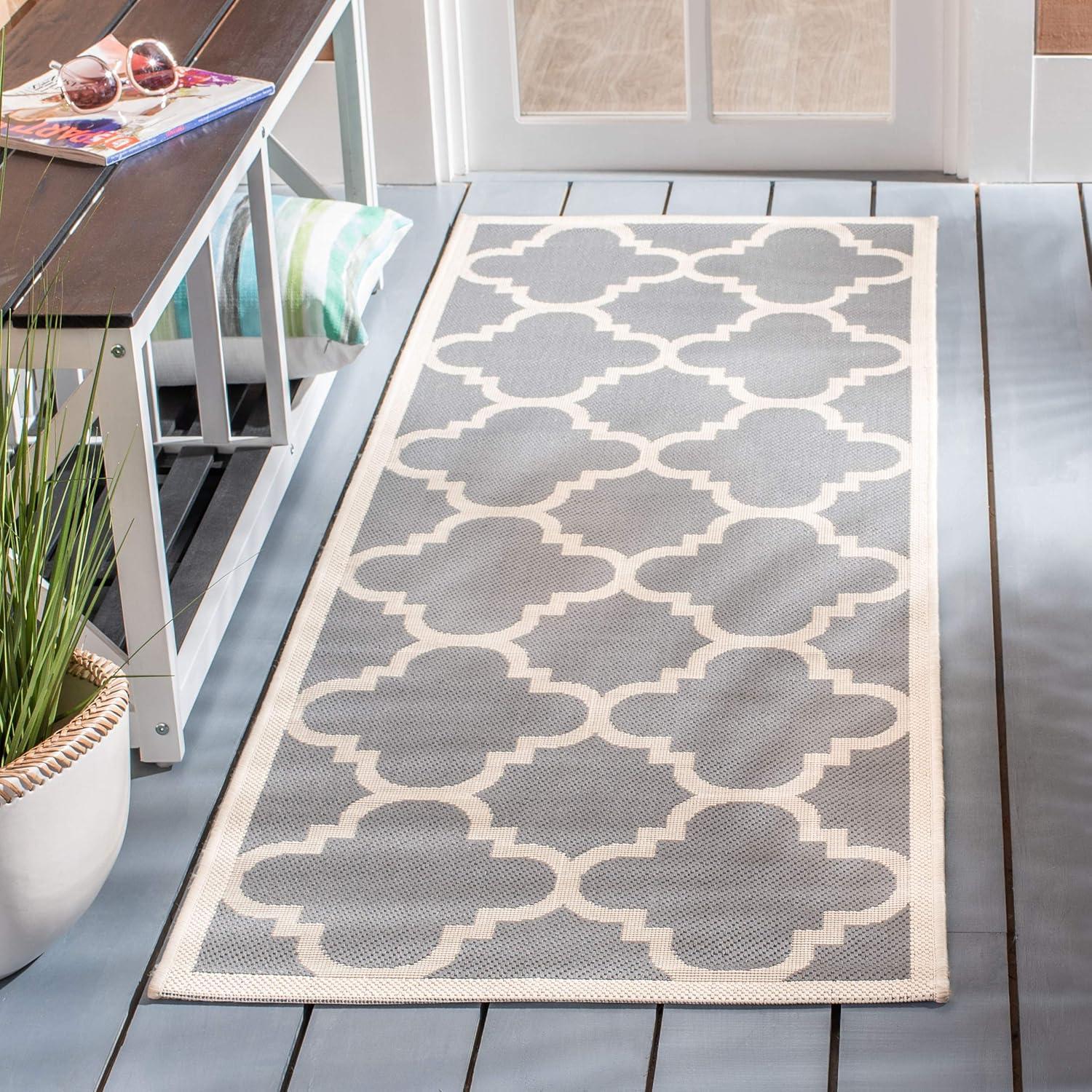 image:imageSAFAVIEH Courtyard Collection 8 x 11 BlueBeige CY6243 Moroccan Trellis Indoor Outdoor Waterproof EasyCleaning Patio Backyard Mudroom AreaRugGreyBeige