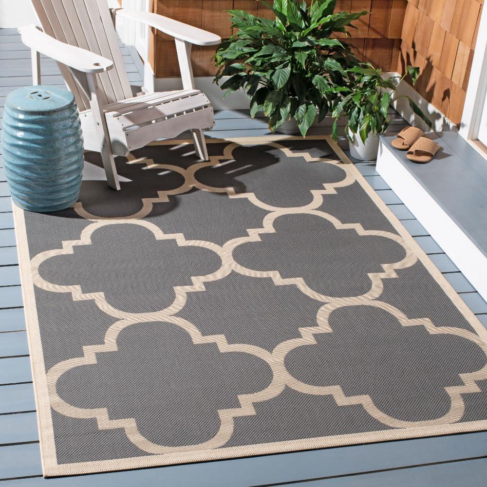 image:imageSAFAVIEH Courtyard Collection 8 x 11 BlueBeige CY6243 Moroccan Trellis Indoor Outdoor Waterproof EasyCleaning Patio Backyard Mudroom AreaRugGreyBeige