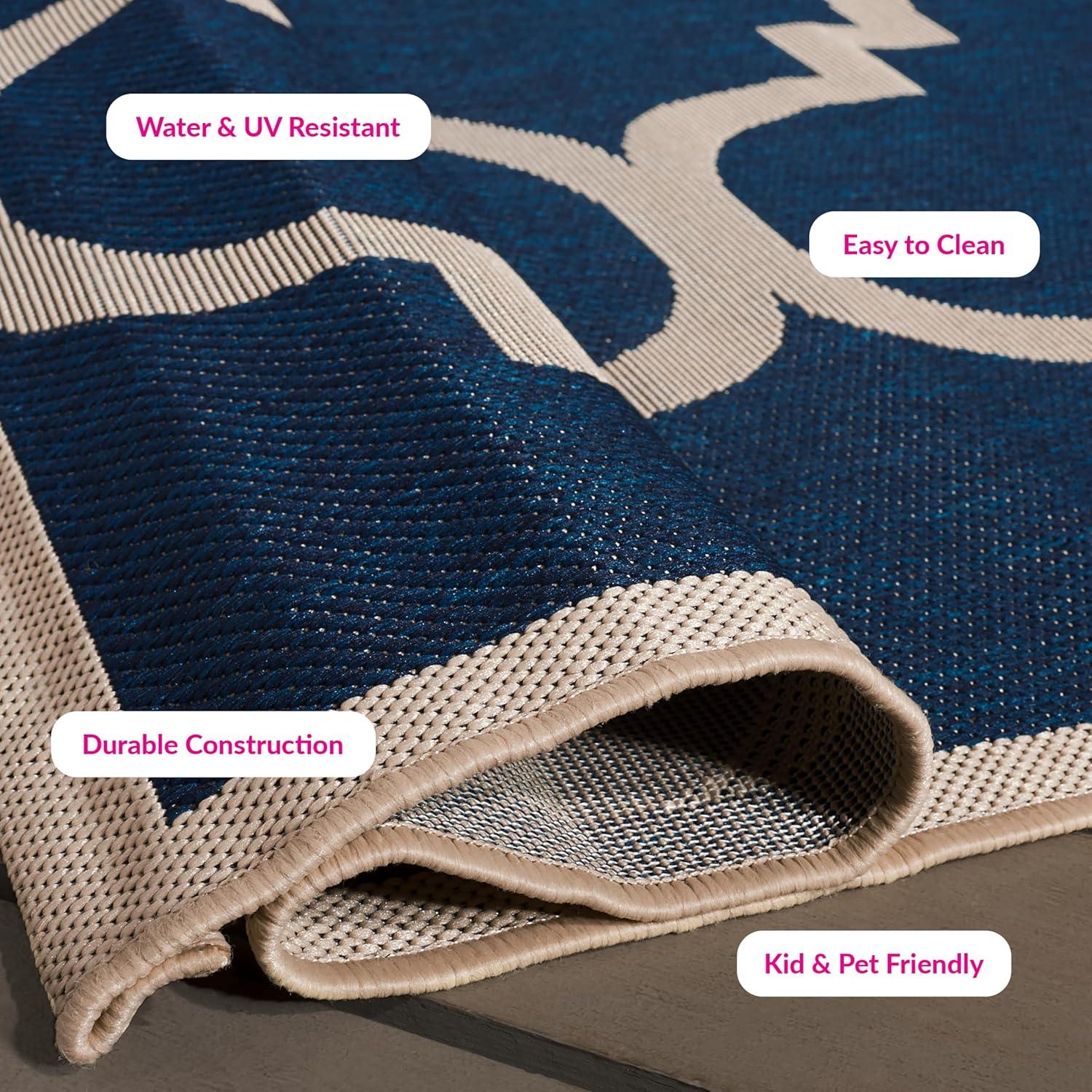 image:imageSAFAVIEH Courtyard Collection 8 x 11 BlueBeige CY6243 Moroccan Trellis Indoor Outdoor Waterproof EasyCleaning Patio Backyard Mudroom AreaRugNavyBeige