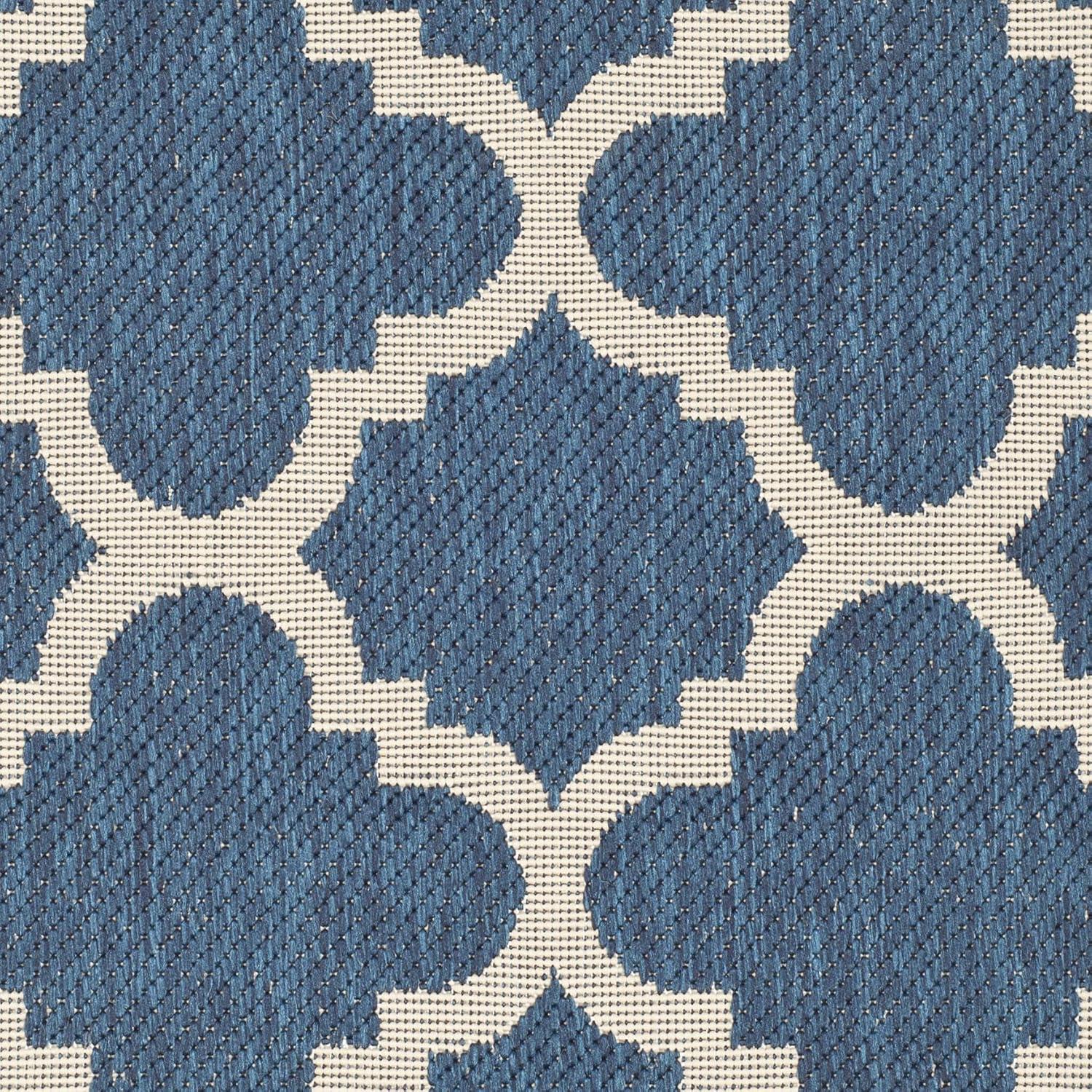 image:imageSAFAVIEH Courtyard Collection 8 x 11 BlueBeige CY6243 Moroccan Trellis Indoor Outdoor Waterproof EasyCleaning Patio Backyard Mudroom AreaRugNavyBeige