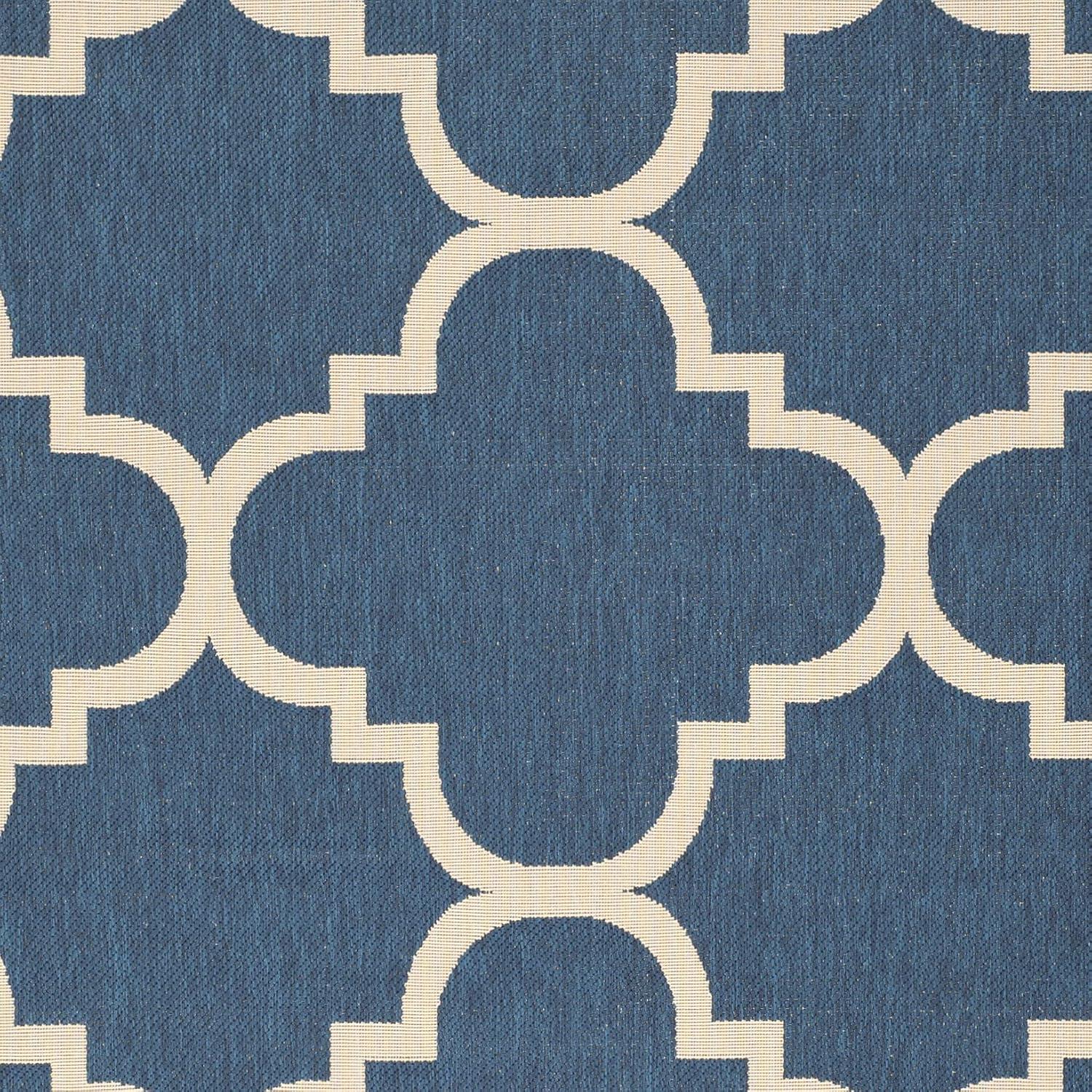 image:imageSAFAVIEH Courtyard Collection 8 x 11 BlueBeige CY6243 Moroccan Trellis Indoor Outdoor Waterproof EasyCleaning Patio Backyard Mudroom AreaRugNavyBeige