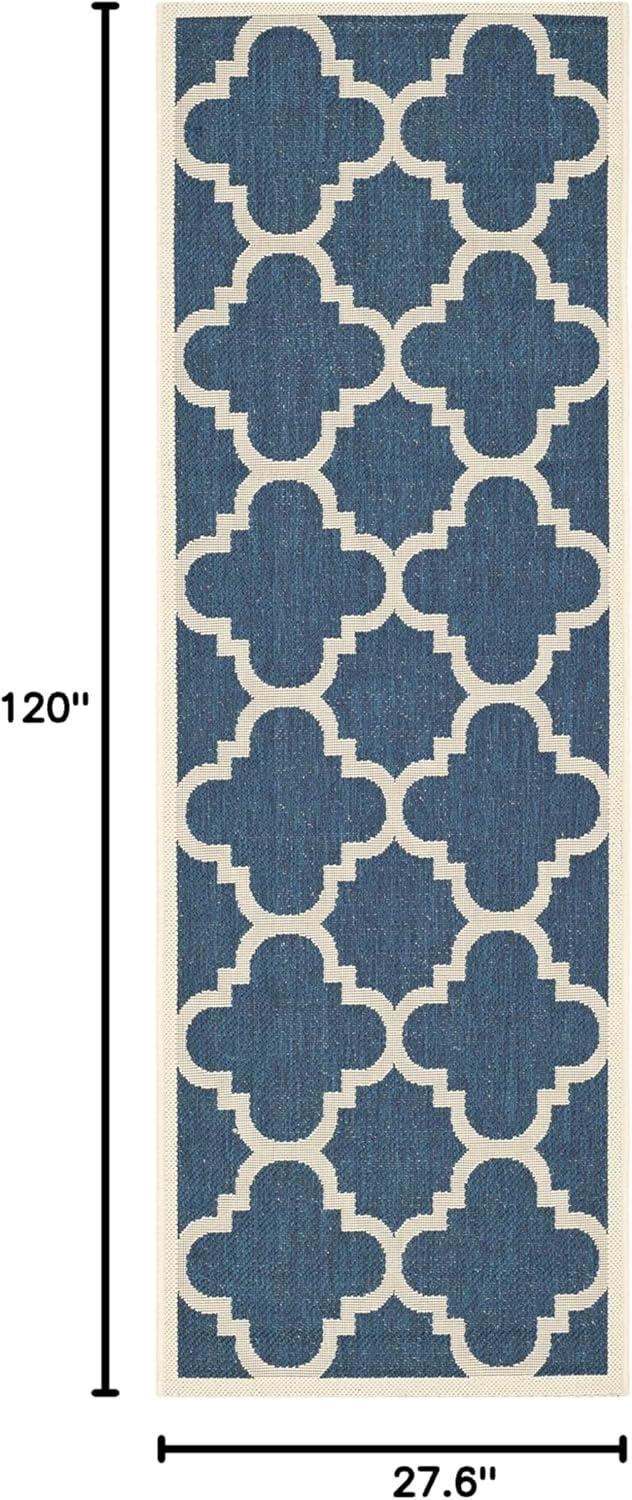 image:imageSAFAVIEH Courtyard Collection 8 x 11 BlueBeige CY6243 Moroccan Trellis Indoor Outdoor Waterproof EasyCleaning Patio Backyard Mudroom AreaRugNavyBeige
