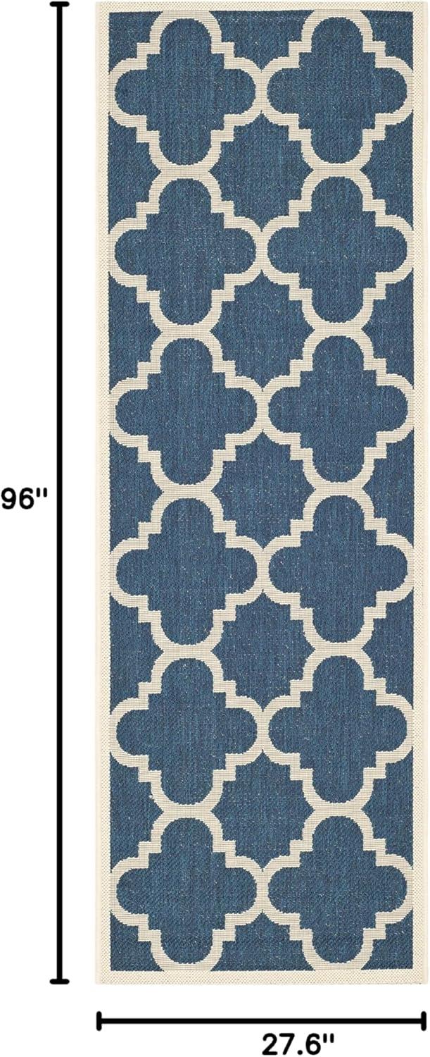 image:imageSAFAVIEH Courtyard Collection 8 x 11 BlueBeige CY6243 Moroccan Trellis Indoor Outdoor Waterproof EasyCleaning Patio Backyard Mudroom AreaRugNavyBeige