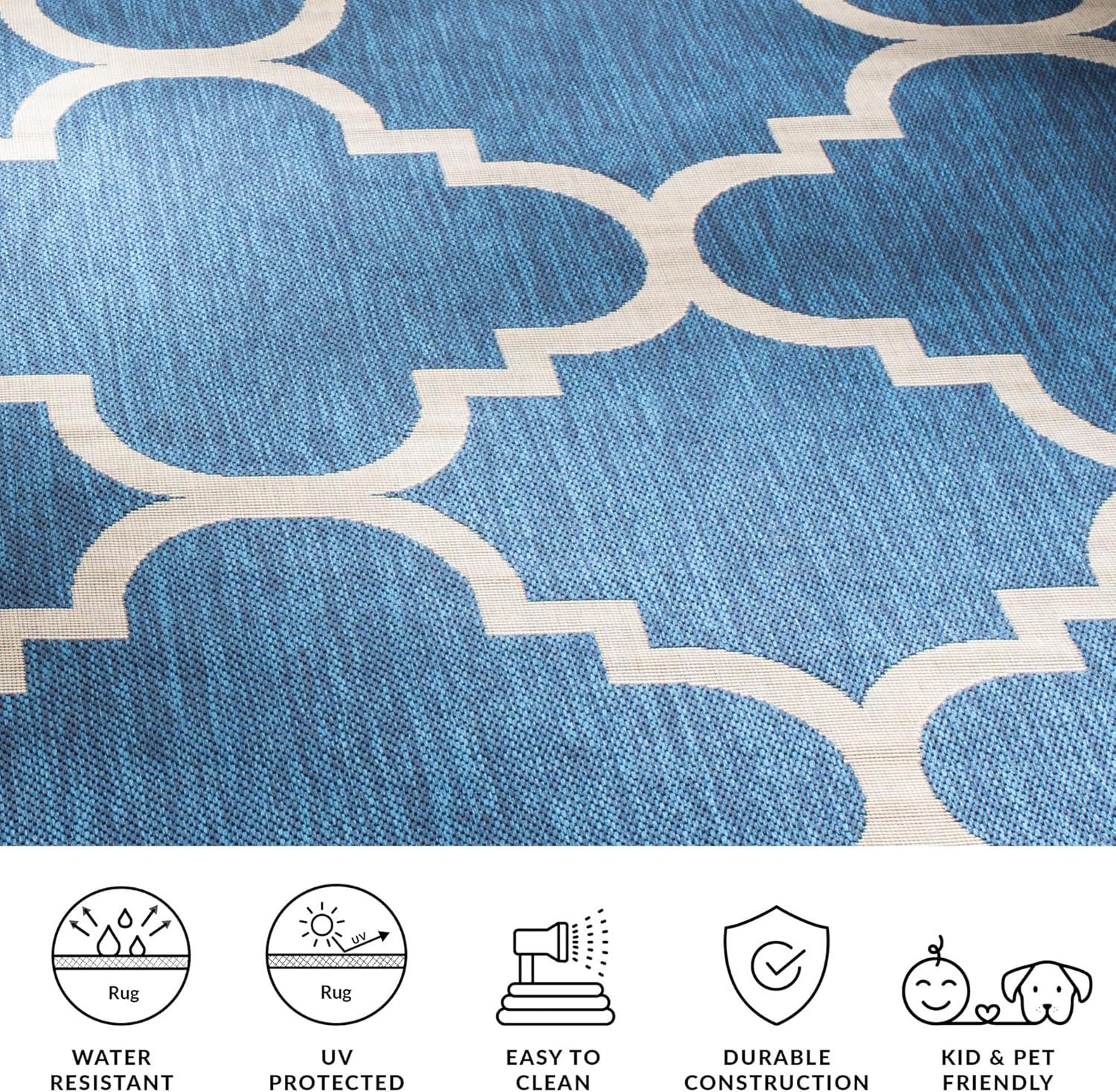 image:imageSAFAVIEH Courtyard Collection 8 x 11 BlueBeige CY6243 Moroccan Trellis Indoor Outdoor Waterproof EasyCleaning Patio Backyard Mudroom AreaRugNavyBeige